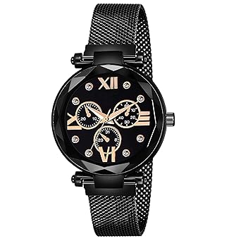 Talgo Analogue Unique Designer Black Dial Black Magnet Strap Wrist Analog Watch - for Women & Girls
