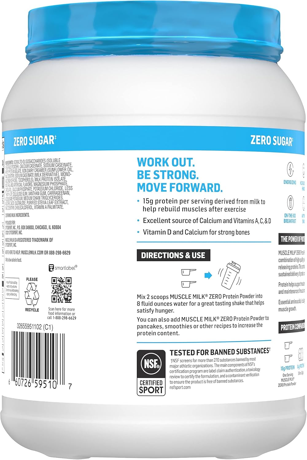 Muscle Milk Zero, 100 Calorie Protein Powder, Vanilla, 15g Protein, 1.65 Pound, 25 Servings (Packaging May Vary) : Everything Else