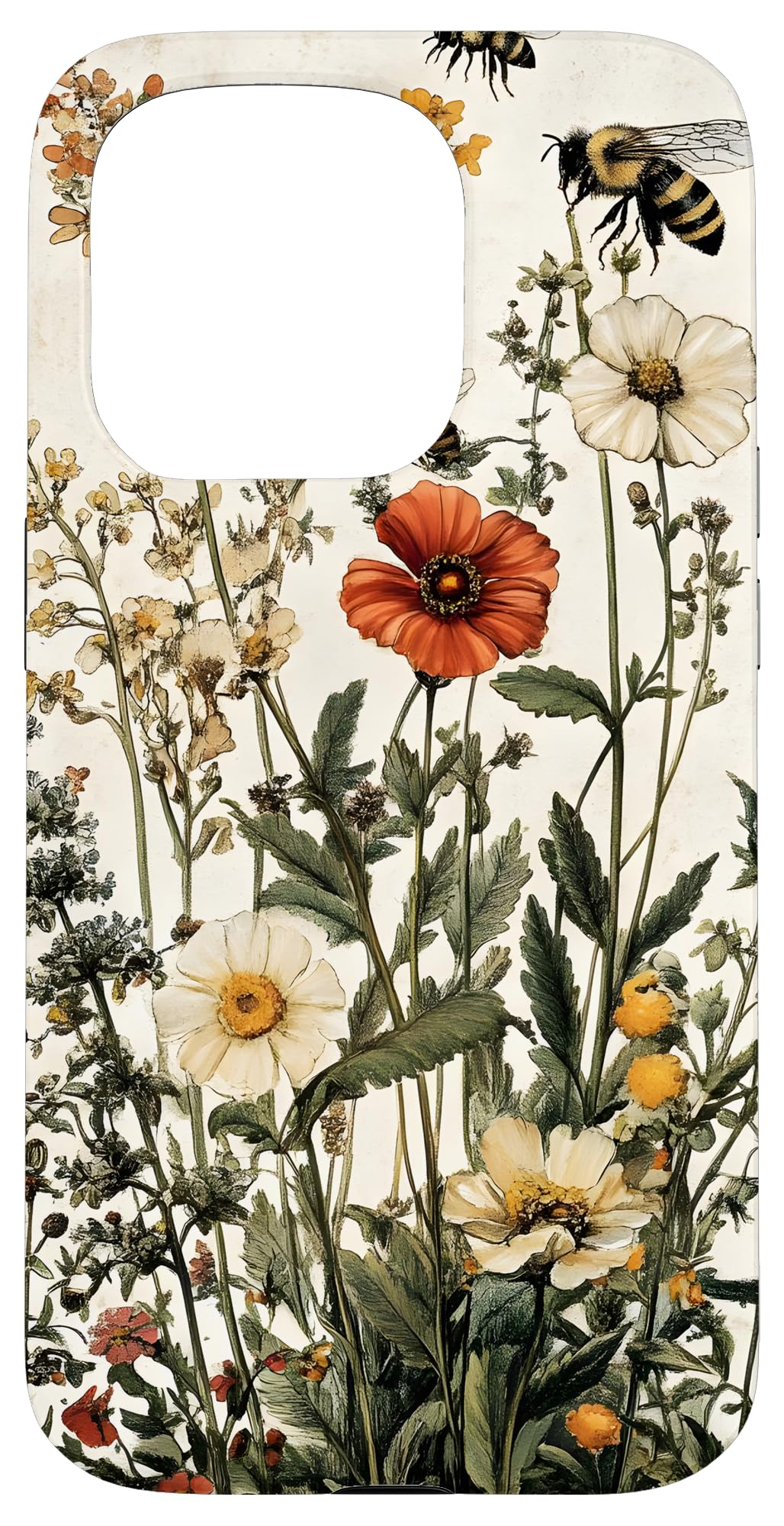 Vintage Floral Bee Garden Case for iPhone 15 Pro