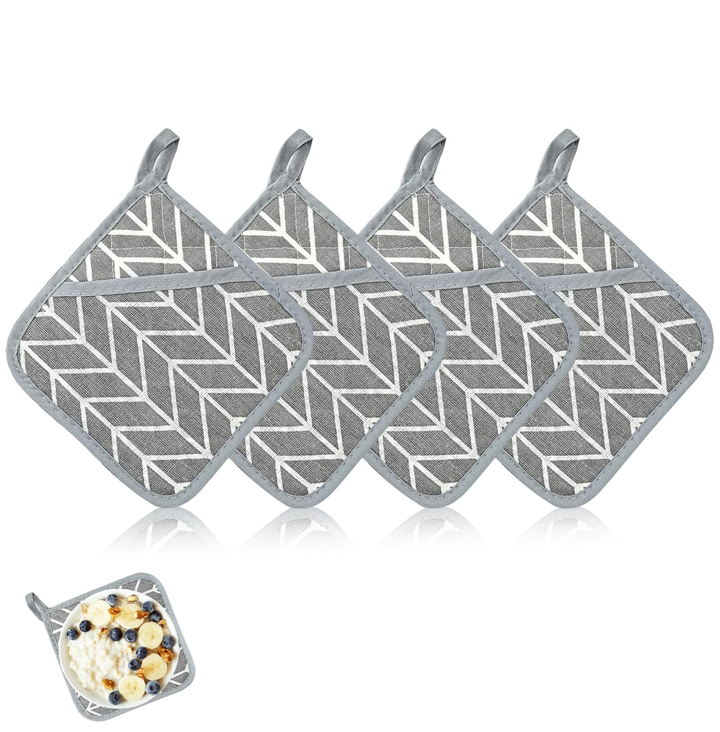 maniques cuisine coton et lin 4 pièces