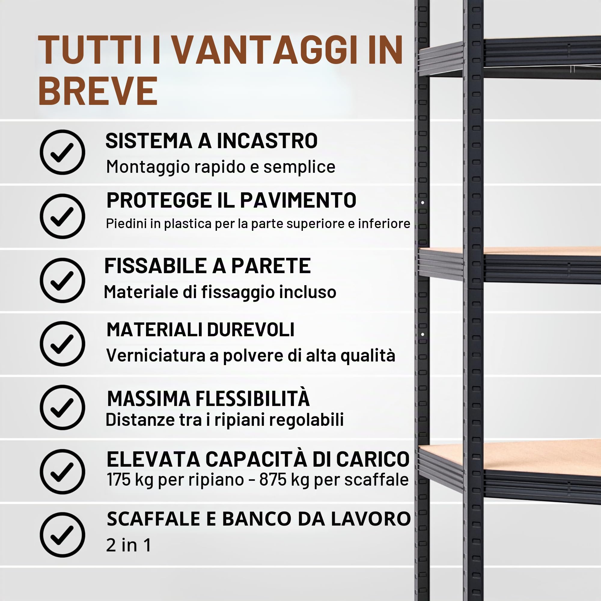 Monzana® Scaffale Angolare Metallo 2625kg 15 Ripiani MDF Scaffalatura Metallica Scaffale Alta Portata Angolo Scaffali
