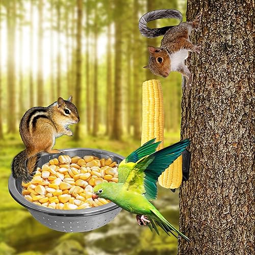 Miniatura 3 de DEALSGOGO Comederos extraíbles para ardillas para exteriores, alimentador de ardillas de metal para alimentar maíz, regalos de ardilla, fácil de