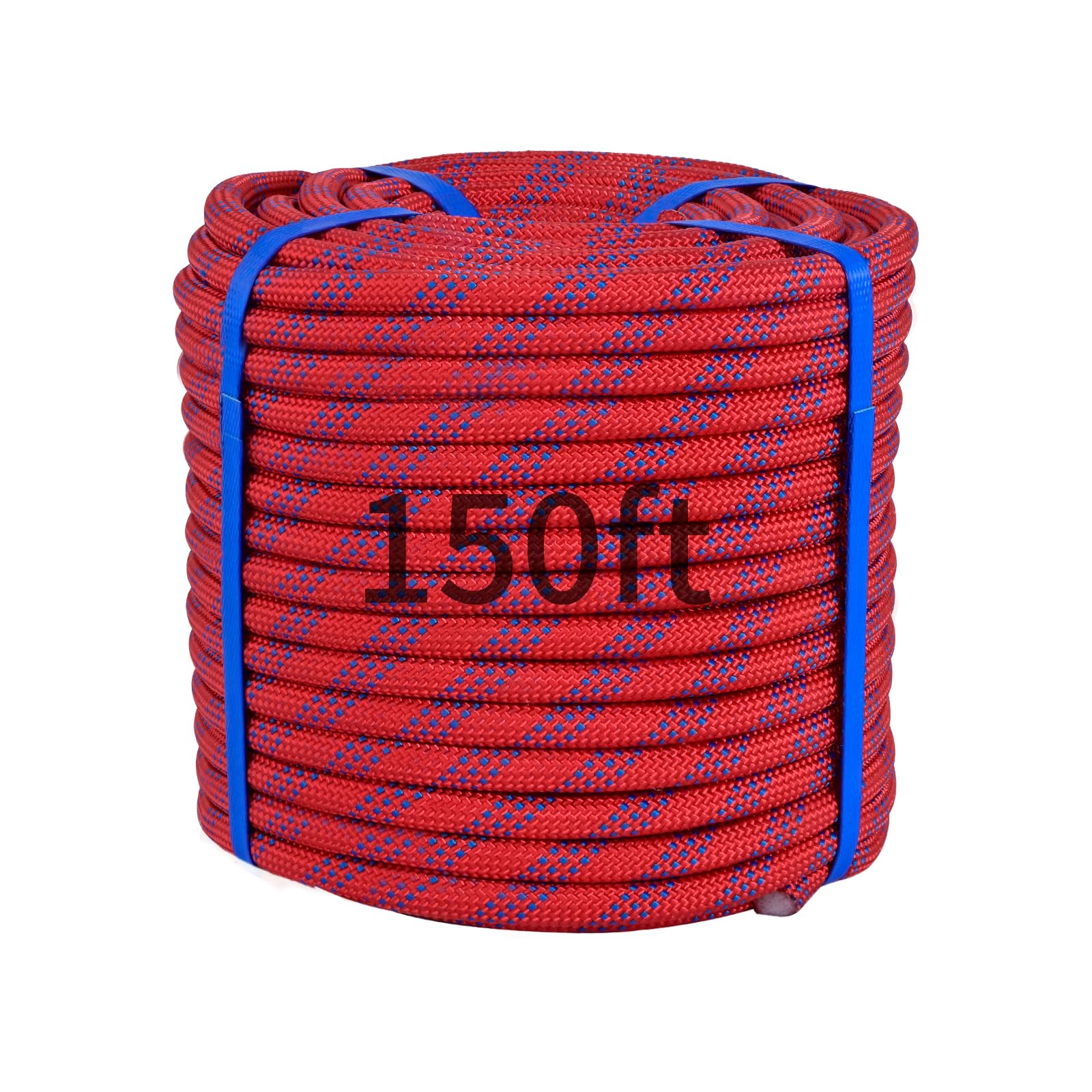 Photo 1 of 150Ft 3/4 Inch Heavy Duty Climbing Rope - for Tree Swing, Pulling, Outdoor & Gym Use (Red)