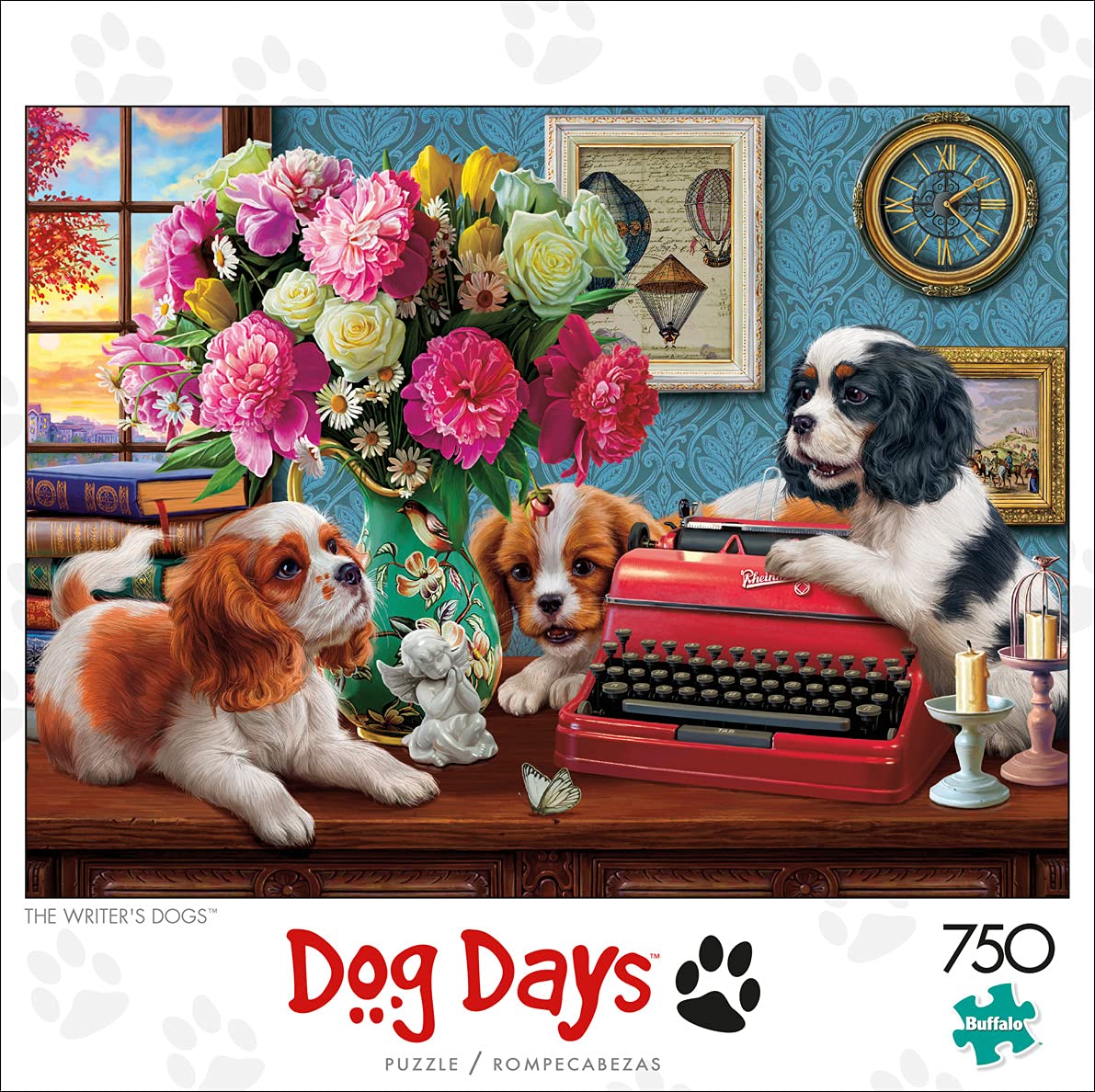 Buffalo Games Puzzle 750 Pezzi – The Writer's Dogs, Mondo Di Immagini, Adatto Ad Adulti, Dimensioni Finali 60x45 Cm Circa, Poster Incluso
