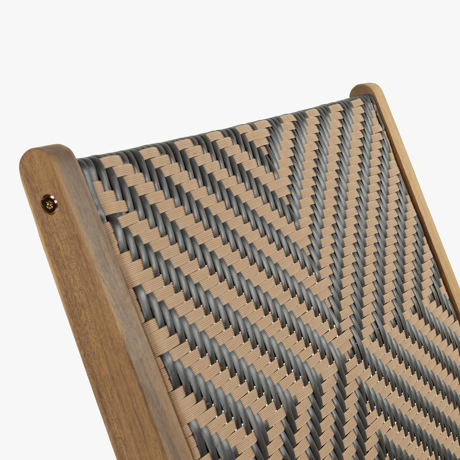 Vaukura Sillón de Madera de Acacia y Mimbre Sintético Idalia Color Negro