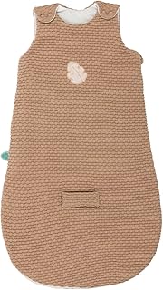 Nattou Saco de dormir para bebés de verano, Motivo de hojas, 100% Algodón (exterior), 100% Poliéster (interior), 70 cm, Vegano, Boris & Jungo, Beige