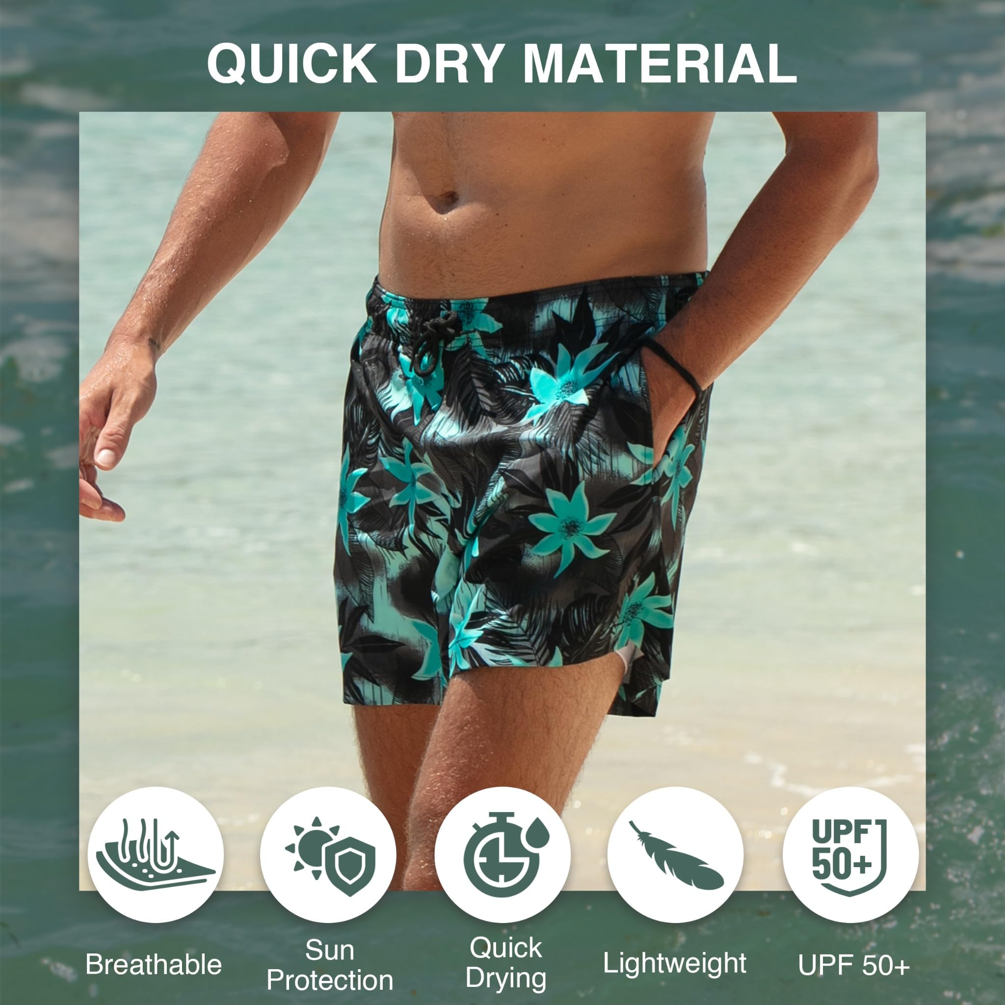 Kanu Surf Adventure Mens Swim Trunks with Compression Liner 5 inch Quick Dry Stretch Mens Bathing Suit Costume a Pantaloncino Uomo (Pacco da 1)