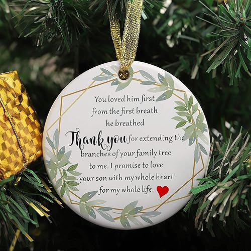 Miniatura 2 de Ornamento de cerámica impreso de dos lados, de Navidad, para el hogar, regalo de novia, novio, adorno de Navidad para la abuela