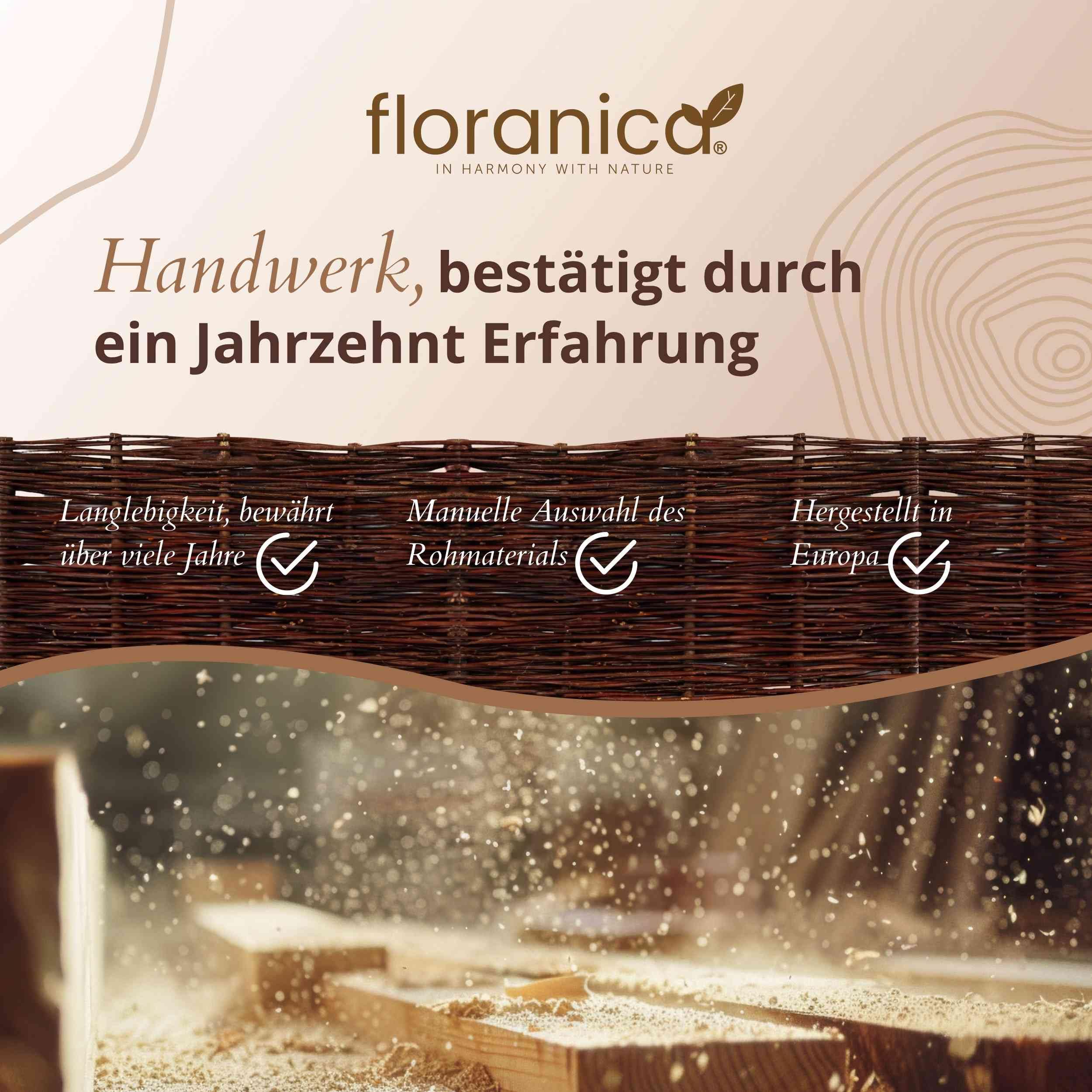 Floranica 10 Stück Beetbegrenzung Weide 20 cm x 50 cm – Rasenkante Weidengeflecht Beeteinfassung, Beetumrandung