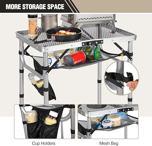 Miniatura 42 de REDCAMP Mesa plegable de 36 x 24 pulgadas para exteriores, mesa de parrilla ligera y portátil de aluminio de metal para exteriores con patas de Negro
