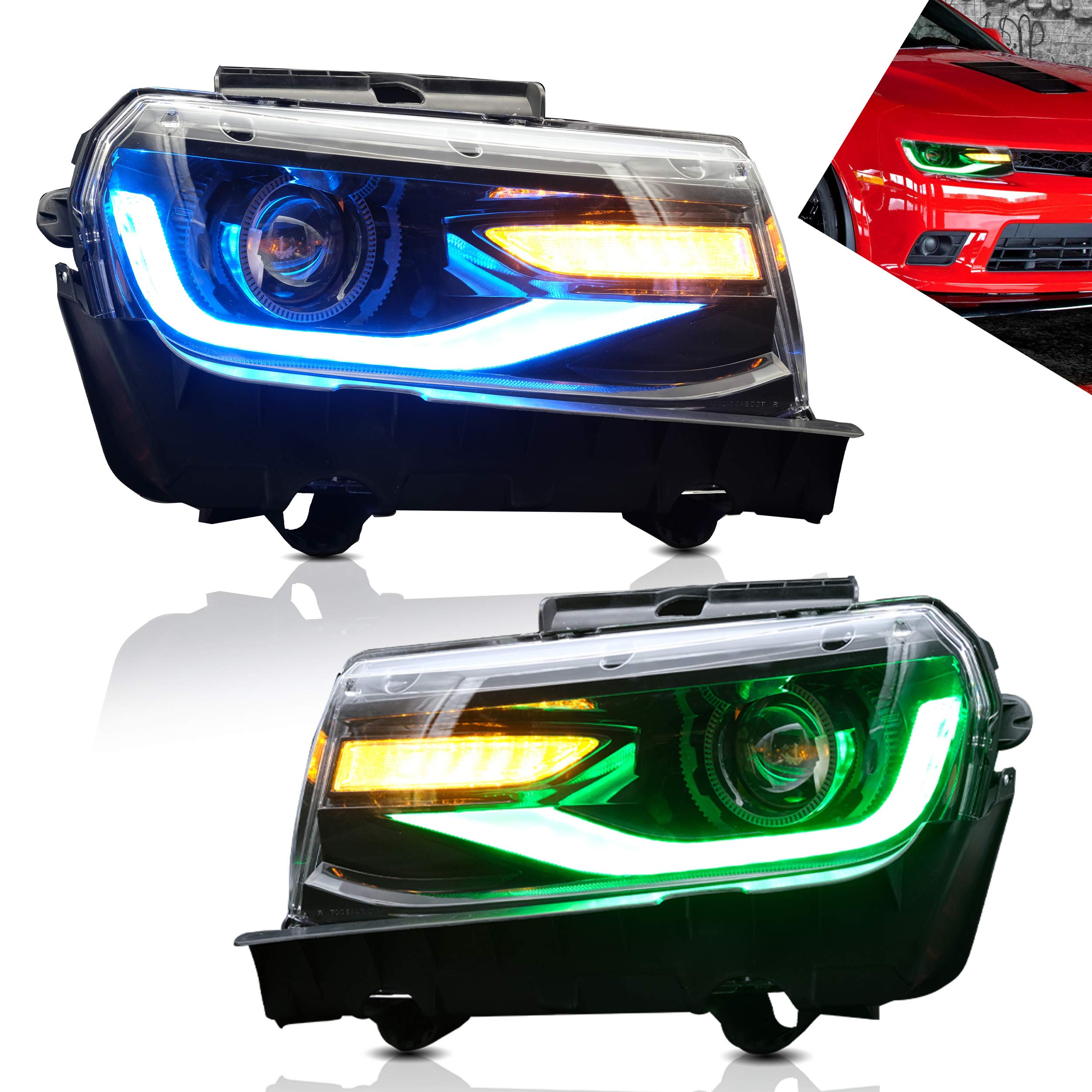 Amazon | VLAND RGB ヘッドライト シボレー カマロ 5th Gen 2014-2015