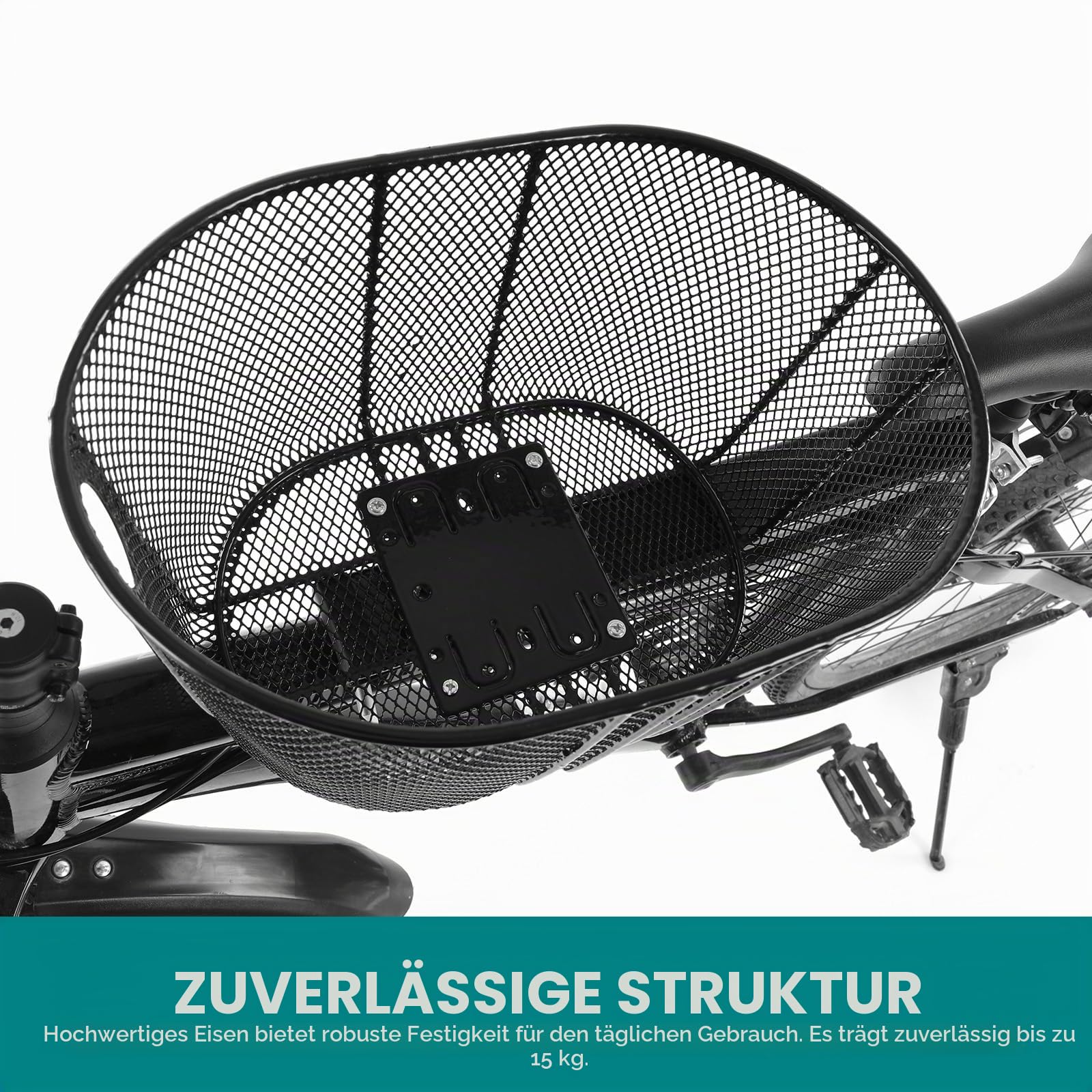 ACAGALA Hundefahrradkorb, Mountainbike-Einkaufskorb, tragbarer Katzen- und Hundeträger für die vordere Querstange des Fahrrads mit Sicherheitsgurt aus Schwammfutter (schwarz)