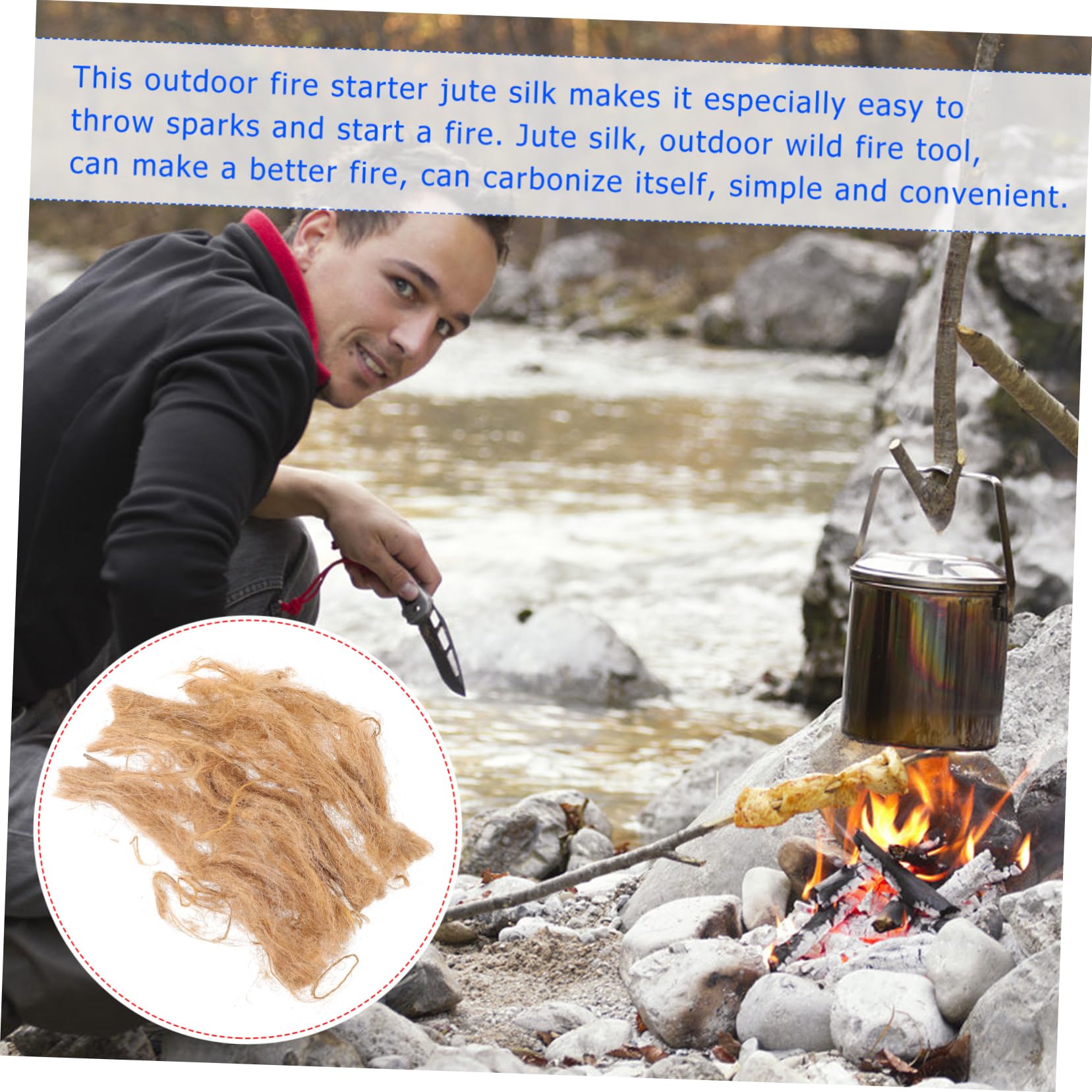 FOYTOKI Quality Material Fire Starter 2 Pack Jute Silk Ignition Tool Perfect for Camping Barbecue Outdoor Cooking