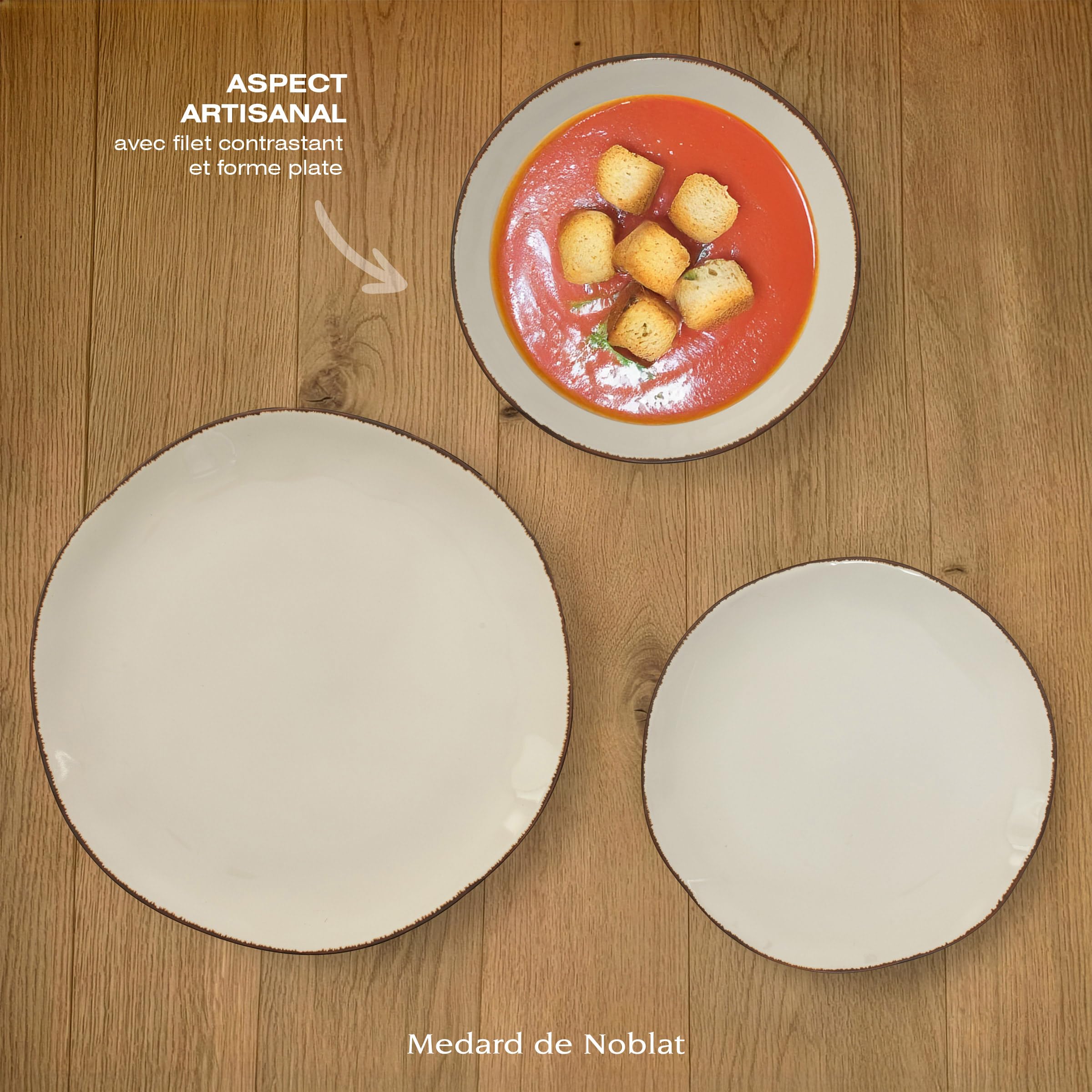 Médard de Noblat - Service vaisselle - Nelly - Grès - Lot de 18 assiettes - Blanc