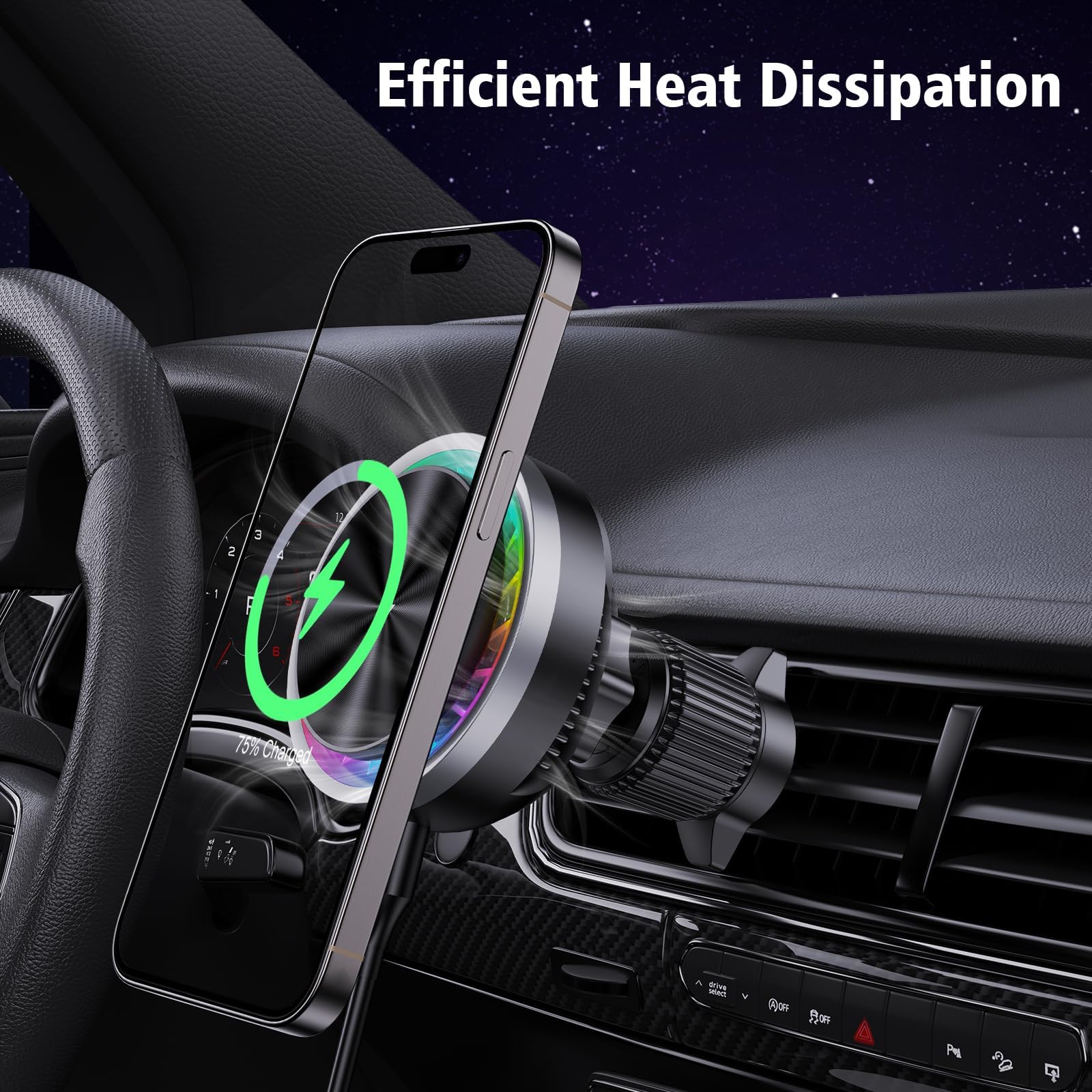 MOKPR For Magsafe Car Mount Charger-15W Wireless Car Charger-Magnetic Car Phone - View #4