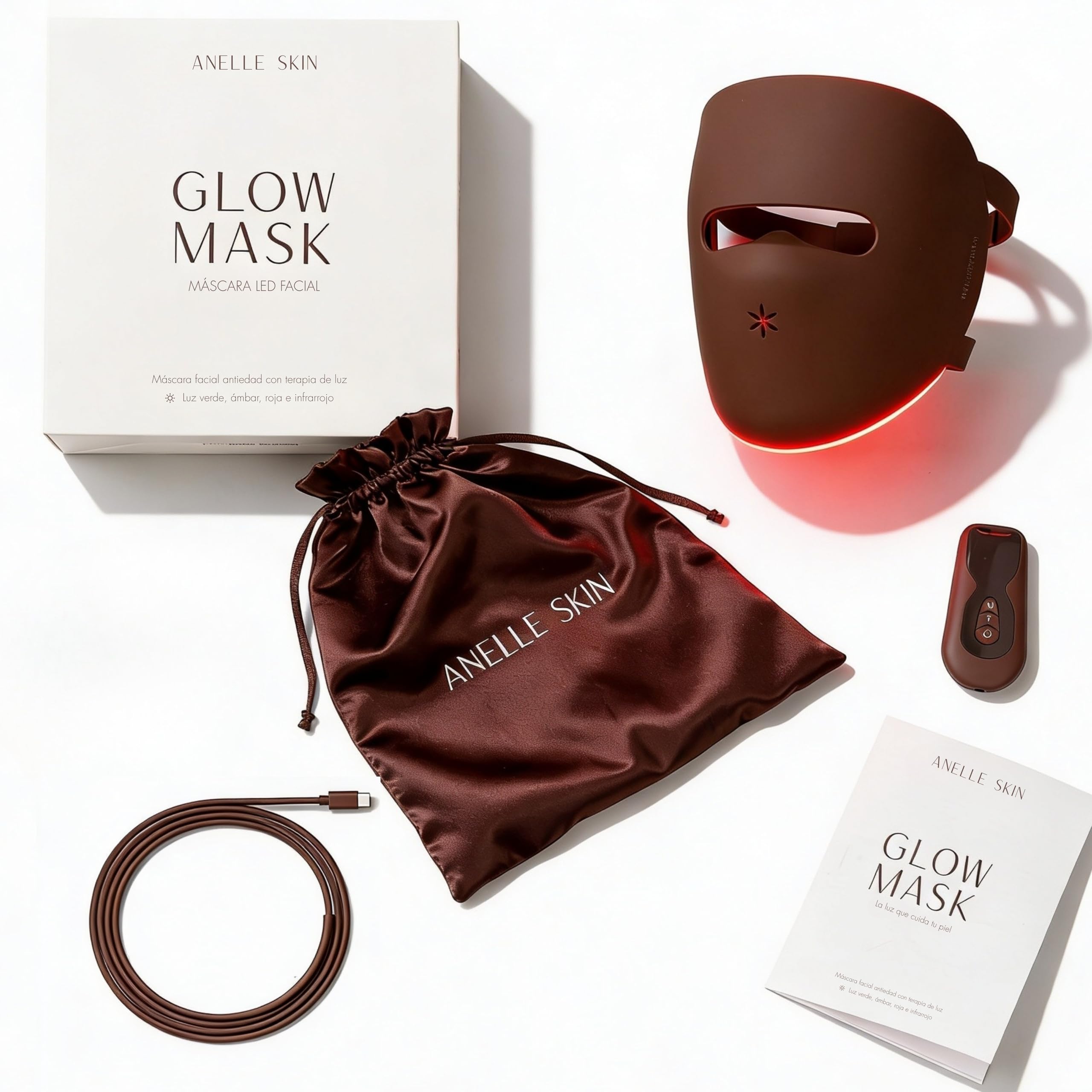 Mascara Led Facial Profesional con NIR y 4 Modos LED fototerápia - Mascarilla Led Portátil con 326 LED NIR, Rojo, Verde y Ámbar - Red Light Therapy Mask - Incluye Bolsa y Cargador