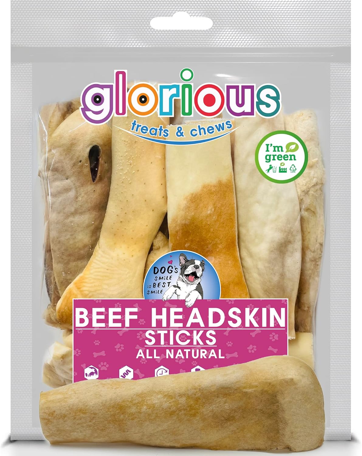 LongLasting, Single Ingredient Beef Scalp Strips for Dogs Natural