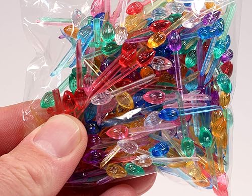 Miniatura 2 de Creative Hobbies 5GN9 Plastic Lites para árboles de Navidad de cerámica, mini adornos de luz en forma de llama, multicolor, paquete de 250 piezas