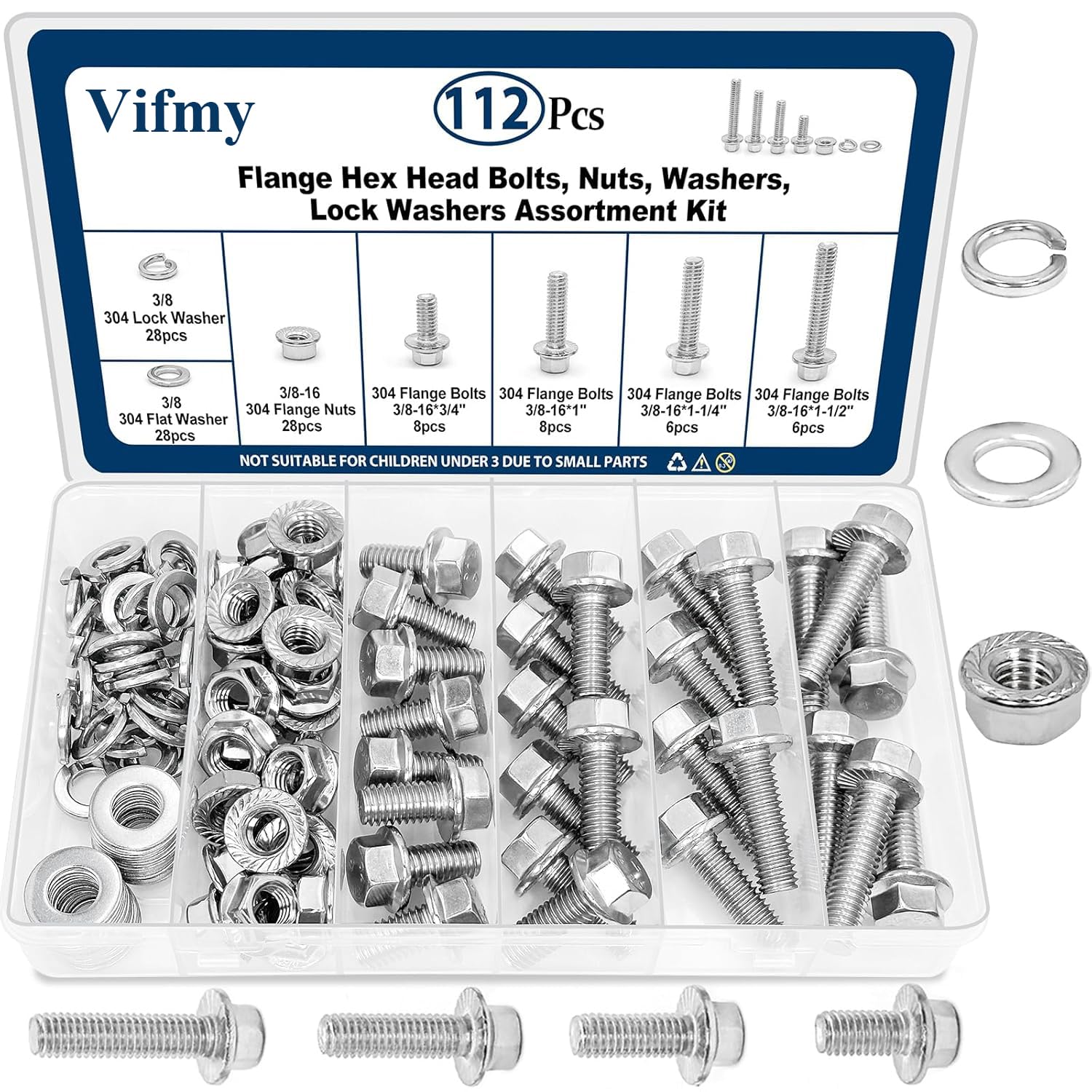 Stainless Steel Flange Bolt & Nut Kit - 288 Pcs -16