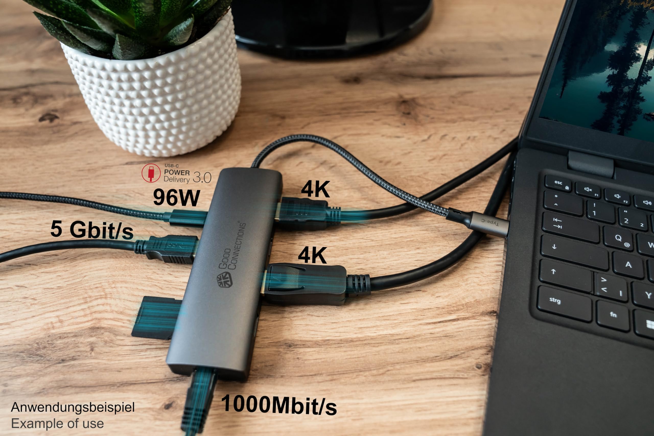 Good Connections Koncentrator USB-C™ (10 portów), 2 x HDMI 2.0, 1 x DP, 1 x USB-C™ (PD 96W), 2 x USB 3.0 A, 1 x USB 2.0 A, 1 x RJ45, 1 x czytnik kart, antracyt