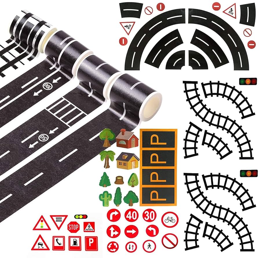 Amazon.co.jp: マスキング テープ 道路柄 線路 滑走路 4巻入