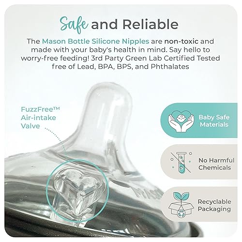 Miniatura 4 de Mason Bottle Tetinas de flujo rápido (más de 6 meses)  Tetinas de silicona para biberón, se adapta a cualquier tarro Mason de boca regular  Forma