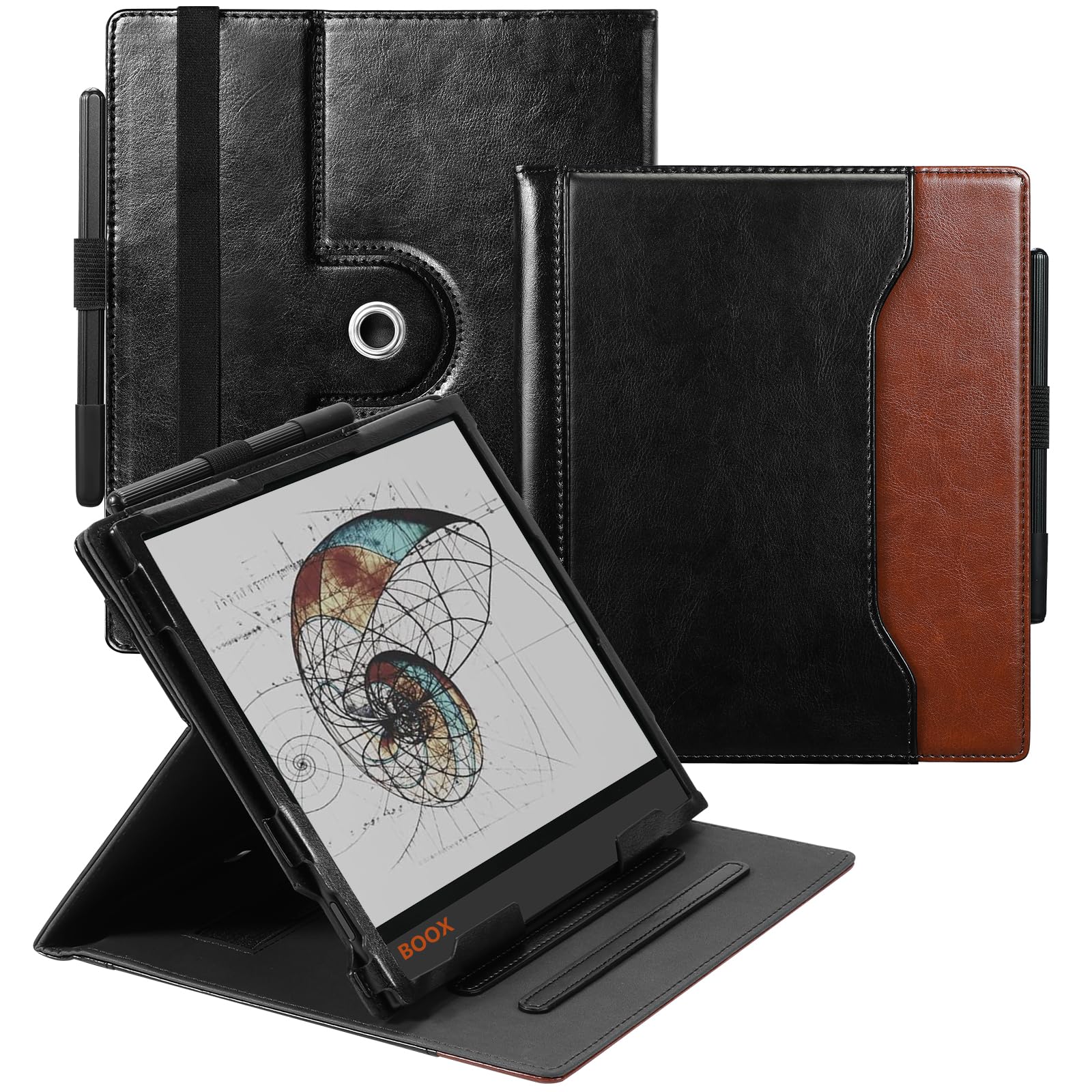E NET-CASE Funda para Boox Note Air 5 C (2025)/Note Air4 C (2024)/Note Air3 C/Air3 B/W (2023), Funda giratoria de 360 Grados con Soporte para bolígrafo/Correa de Mano, Apagado y Encendido automático