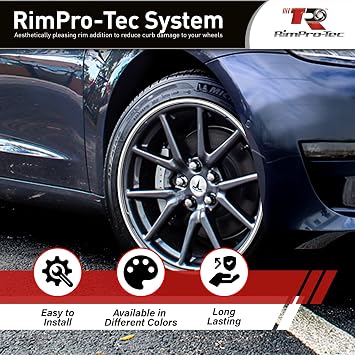 Rimpro-Tec Rim Protectors for Car Wheels for Protection, Durable All-Weather Easy-To-Install Fit from 12 To 22 Wheels Base: Silver, Inner: Black (Silver Outer White Inner)