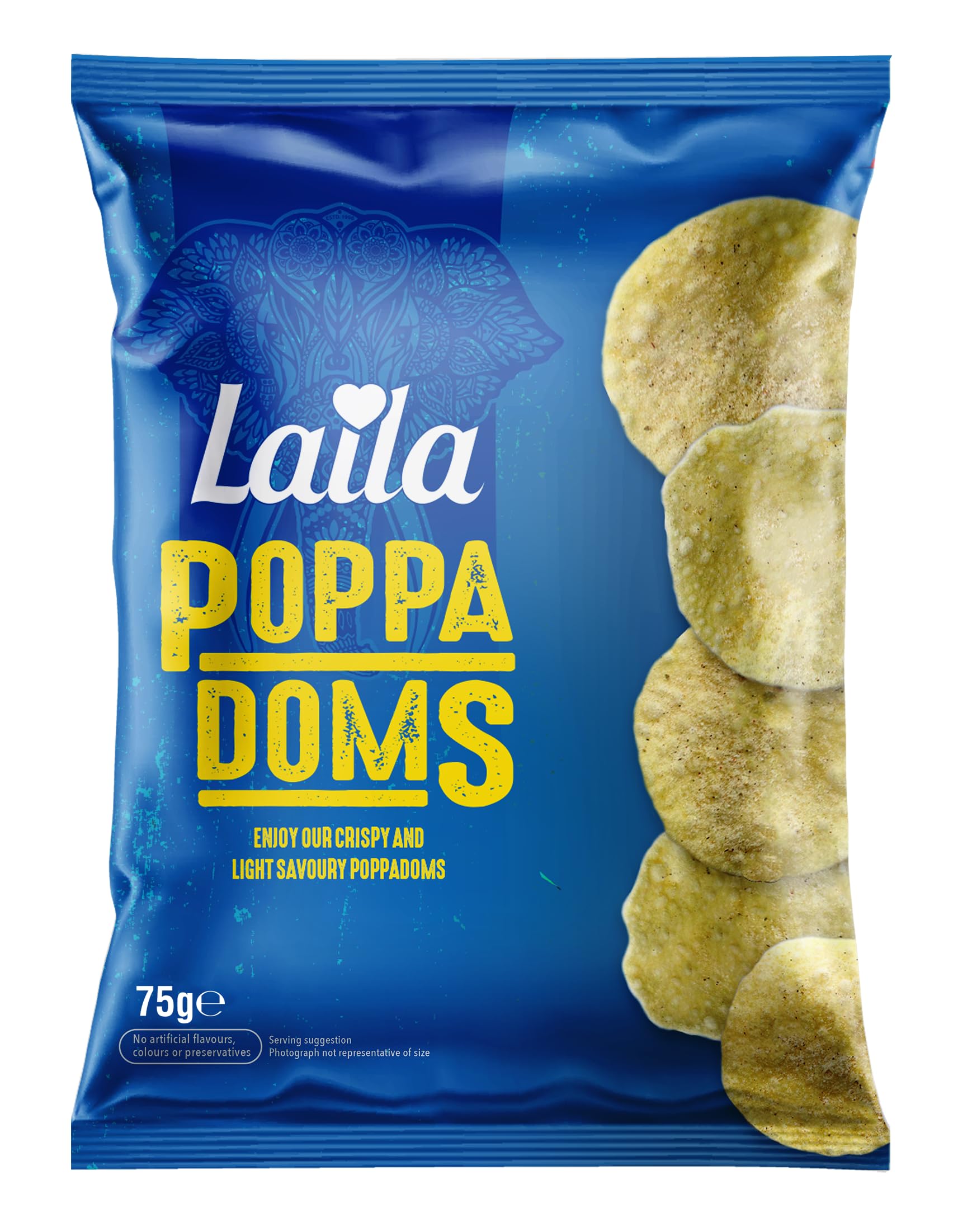 Laila Plain Poppadoms 75 g (Case of 12)