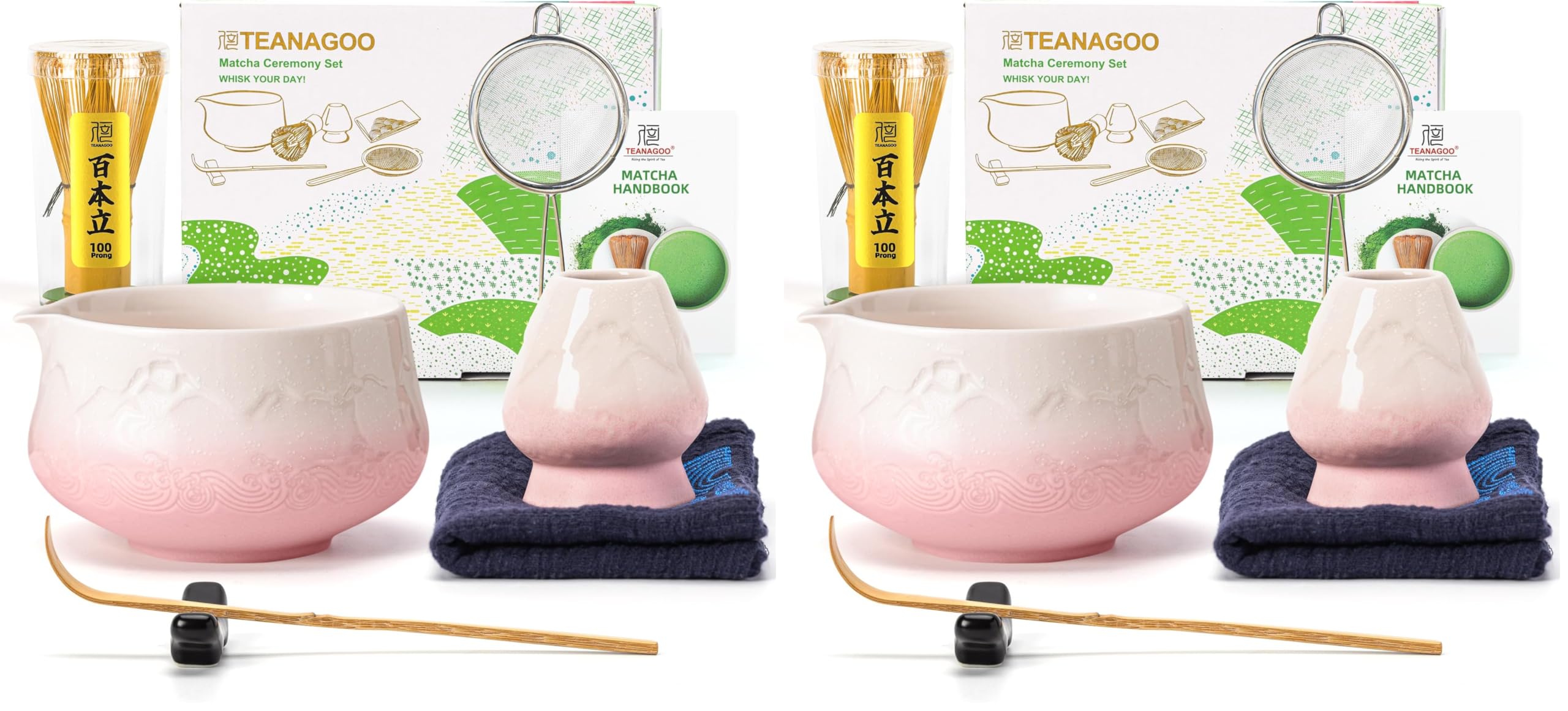 Ensemble pour Préparer un Latte au Matcha chez Soi : Kit Rose avec Bol en Céramique