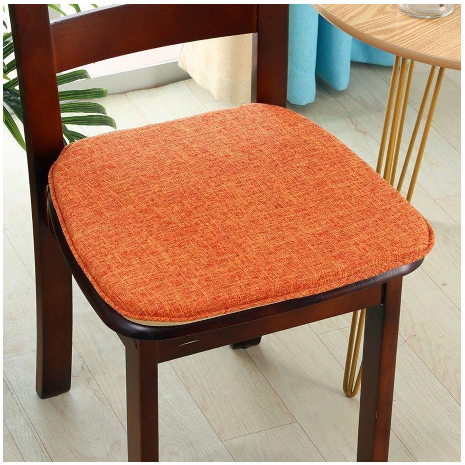 Eetkamerstoelkussen met banden katoen linnen keuken eetkamer stoel kussen en zitkussen wasbare hoes antislip onderkant 1/2/4 verpakkingen (kleur: donkergrijs, maat: 43 x 41 cm (set van 2