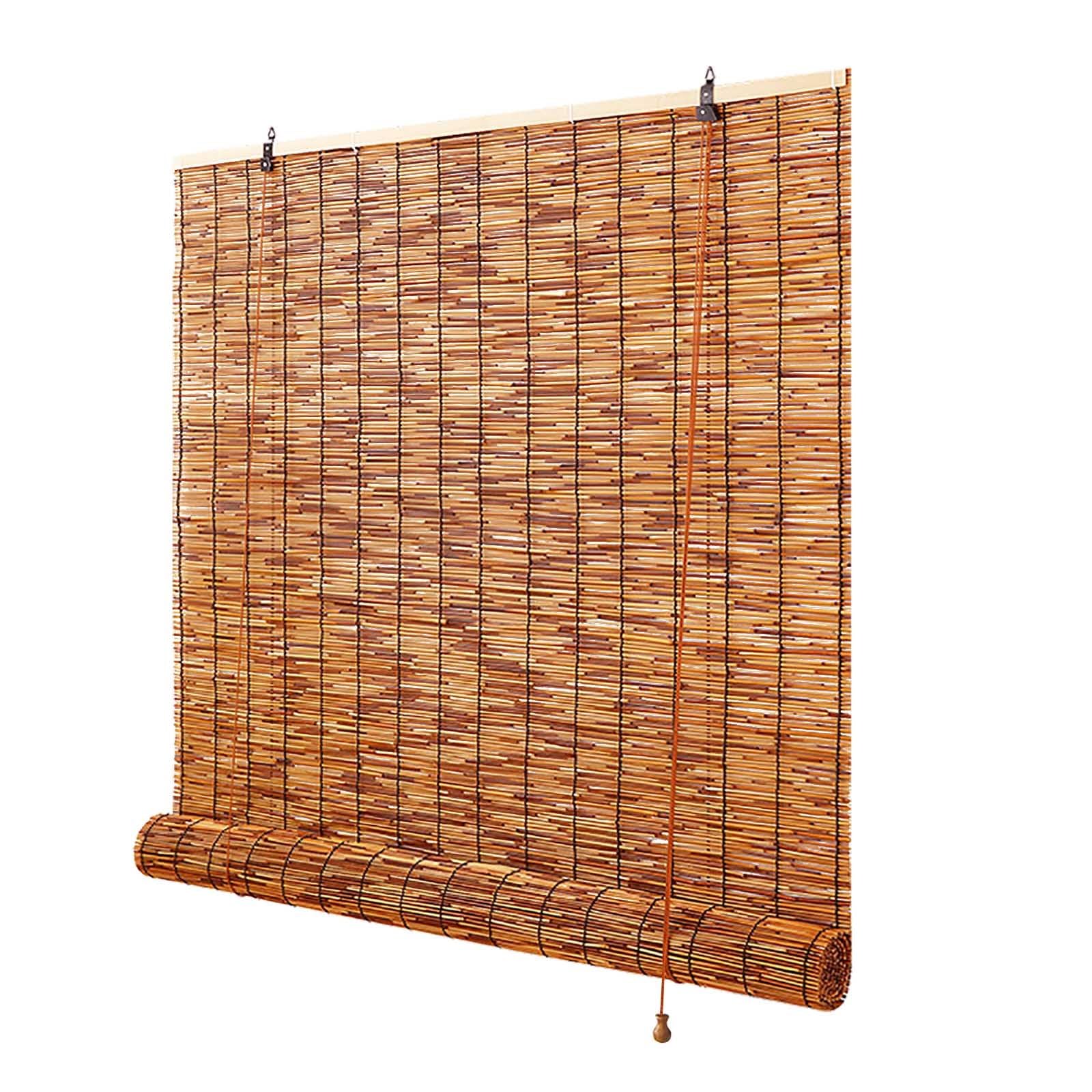 Naturel Store Enrouleur Roseau Store Bambou Intérieur Exterieur Imperméables Rideau de Paille Occultant 70% Anti-UV Intimité Pour Terrasse Jardin Gazebo 50 90 100 140 150 160cm Sur Mesure(W160xH200cm)