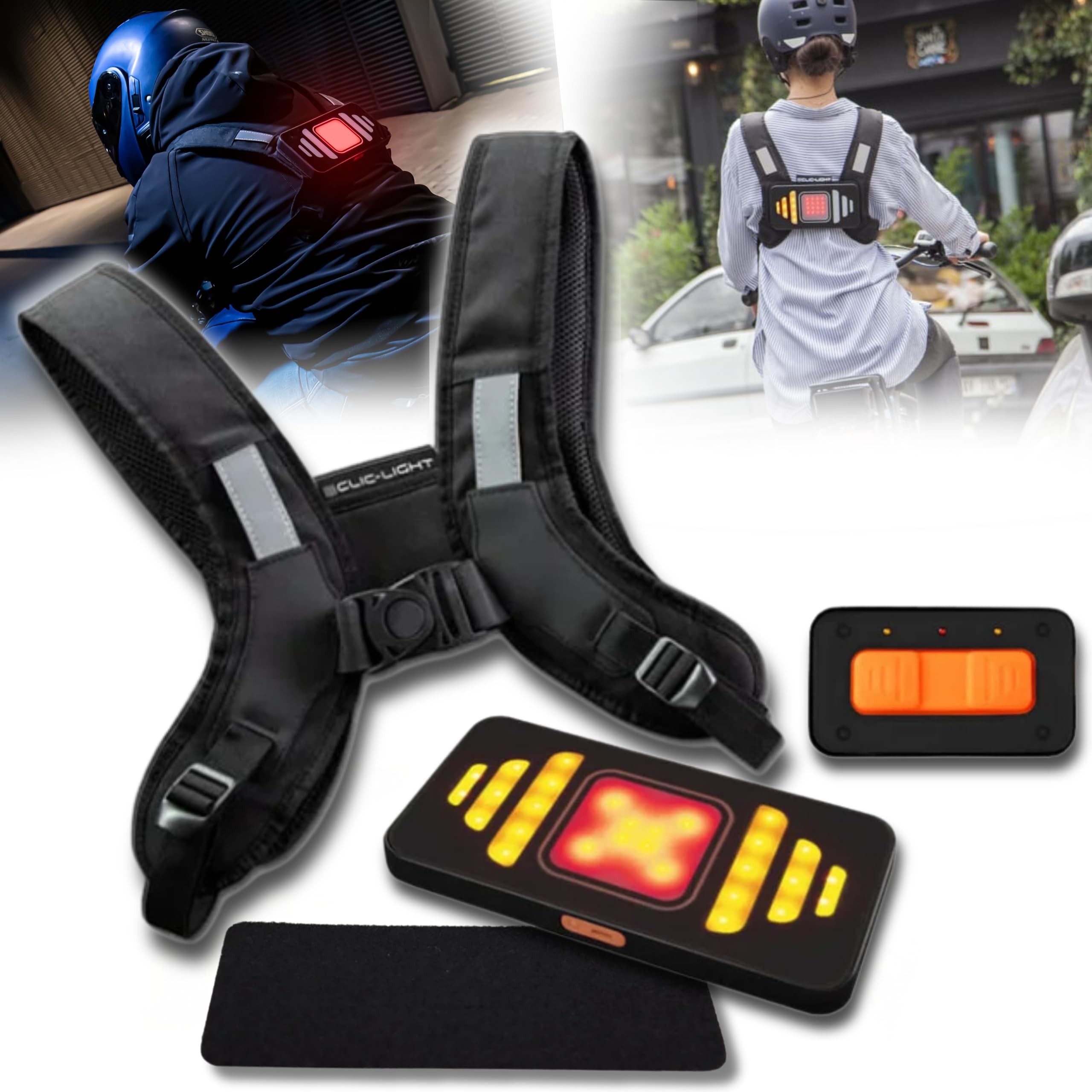 Clic-Light V2 – Clignotant Vélo LED avec Feu Arrière, Stop, Position et Détresse | Module de Signalisation Lumineux Intelligent Haute Visibilité 400m | Moto, Trottinette, Enfant et Adulte