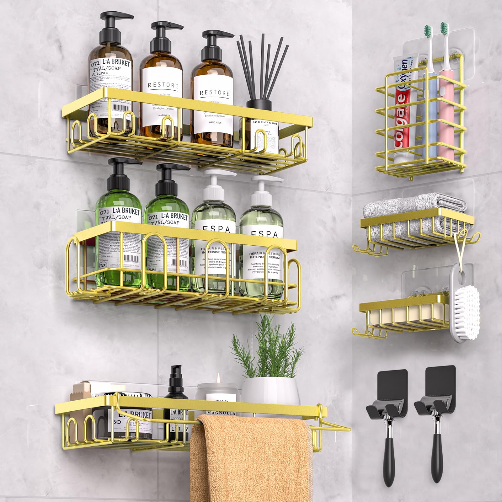 DTUQYX Shower Caddy 9 Pack Yellow Stainless Steel