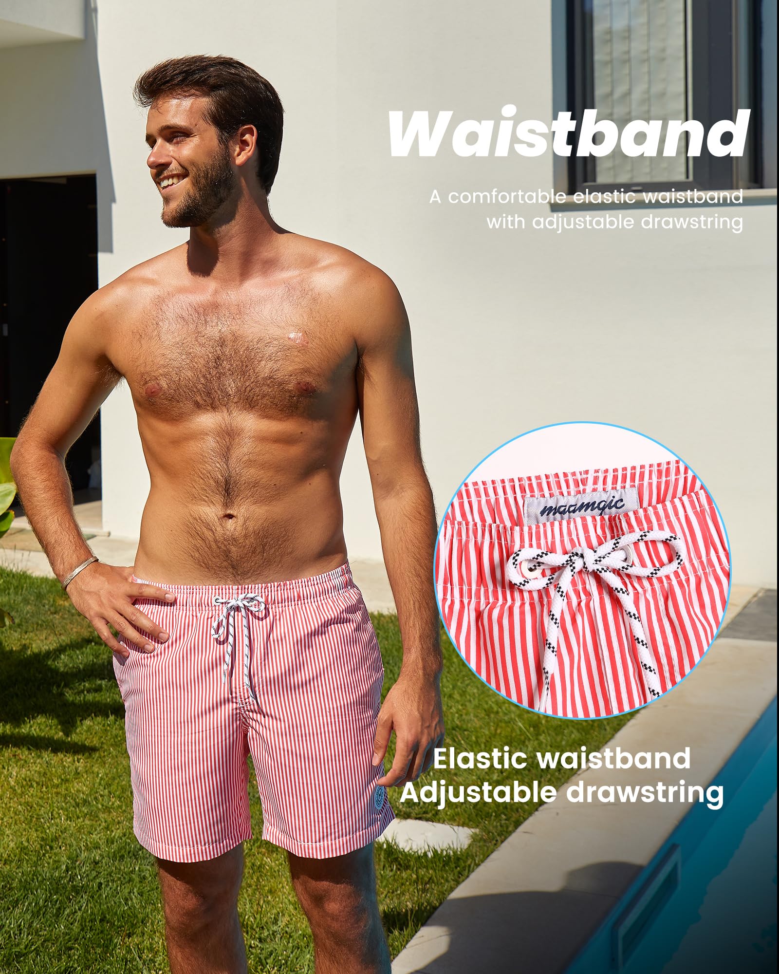 MaaMgic Pantaloncini da Bagno da Uomo Asciugatura Veloce Costume da Bagno per Surf sulla Spiaggia Multi-funzioni Allenamento casa con Fodera in Mesh con Fodera in Mesh