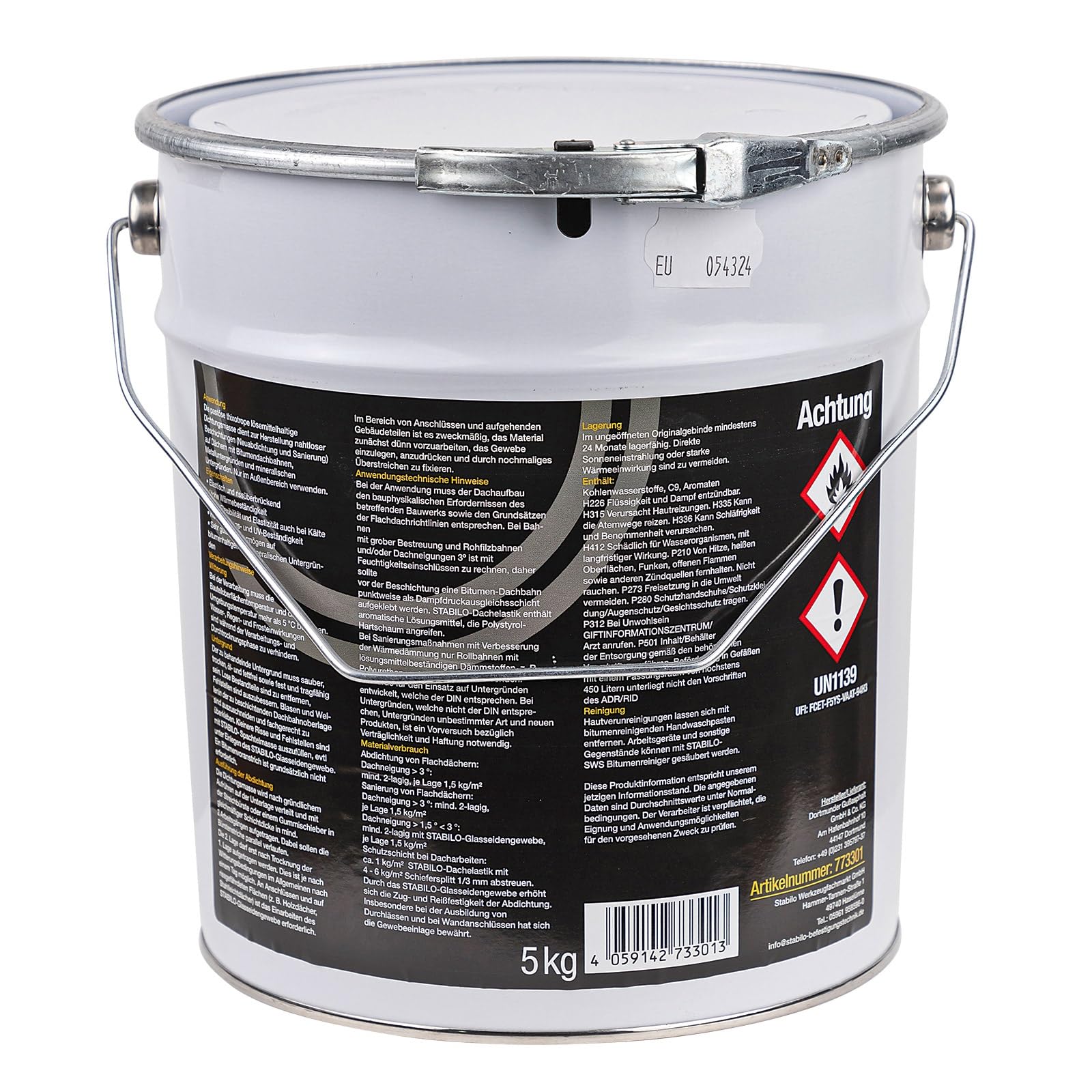 Stabilo Dachreparaturmasse 5 kg | Bitumen-Spachtelmasse, Dach-Abdichtung, Schwarz