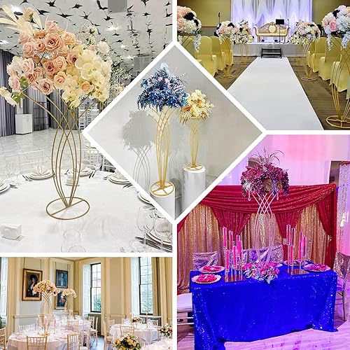 Miniatura 5 de Efavormart - Centro de mesa con marco de flores de metal dorado de 4 pies de alto, con cola de sirena, soporte de exhibición floral para boda