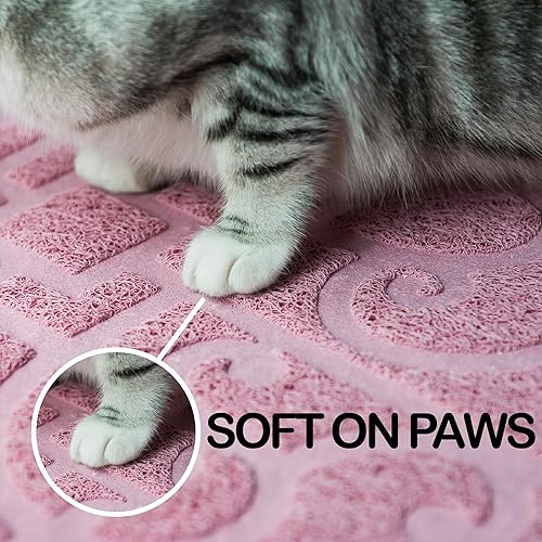 Miniatura 5 de PetLike Tapete de arena para gatos, tapete grueso para atrapar arena, duradero, impermeable, tapete lavable con respaldo antideslizante, suave para