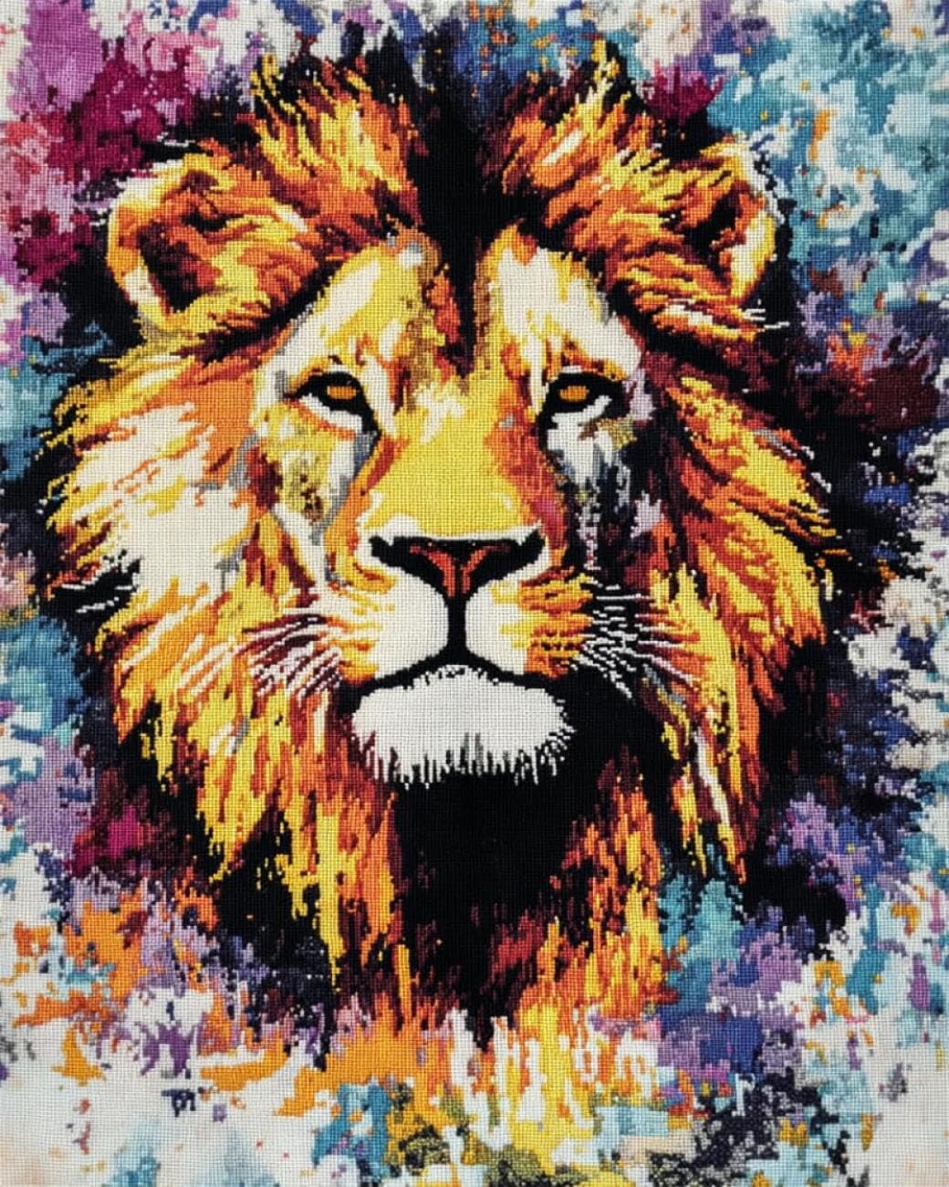 AxiangziK DIY Cross Stitch Kit Graffiti Lion 11CT 80x100cm