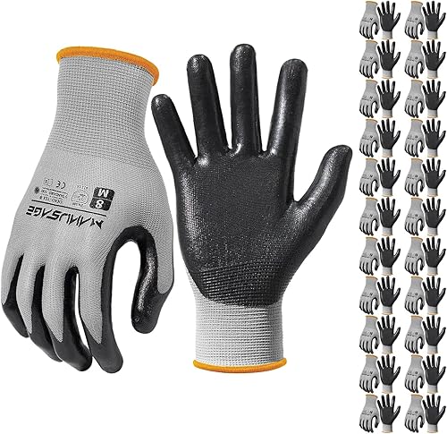Miniatura 8 de Guantes de trabajo de seguridad - Guante protector para hombres y mujeres - Protección de mano ultradelgada - Para construcción, jardinería, Negro