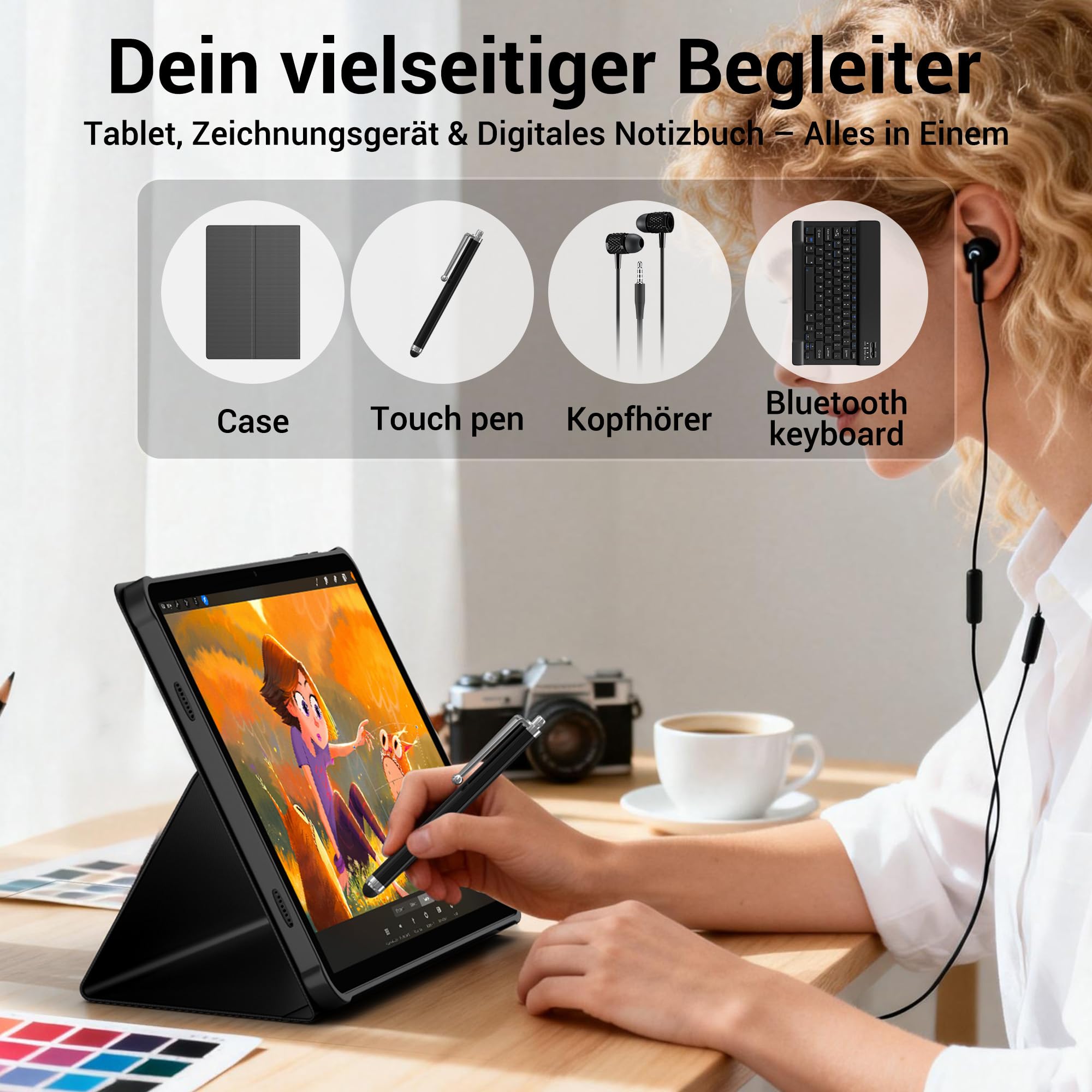 14 Zoll Tablet, 2.5K Display, 36GB RAM + 512GB ROM (1TB erweiterbar), 4G LTE Dual SIM + 5G WiFi, Quad-Speaker/GPS/GMS/Gemini AI/11580mAh/13MP, Android 15 Tablets mit Tastatur/Maus/Hülle/Kopfhörer/Pen