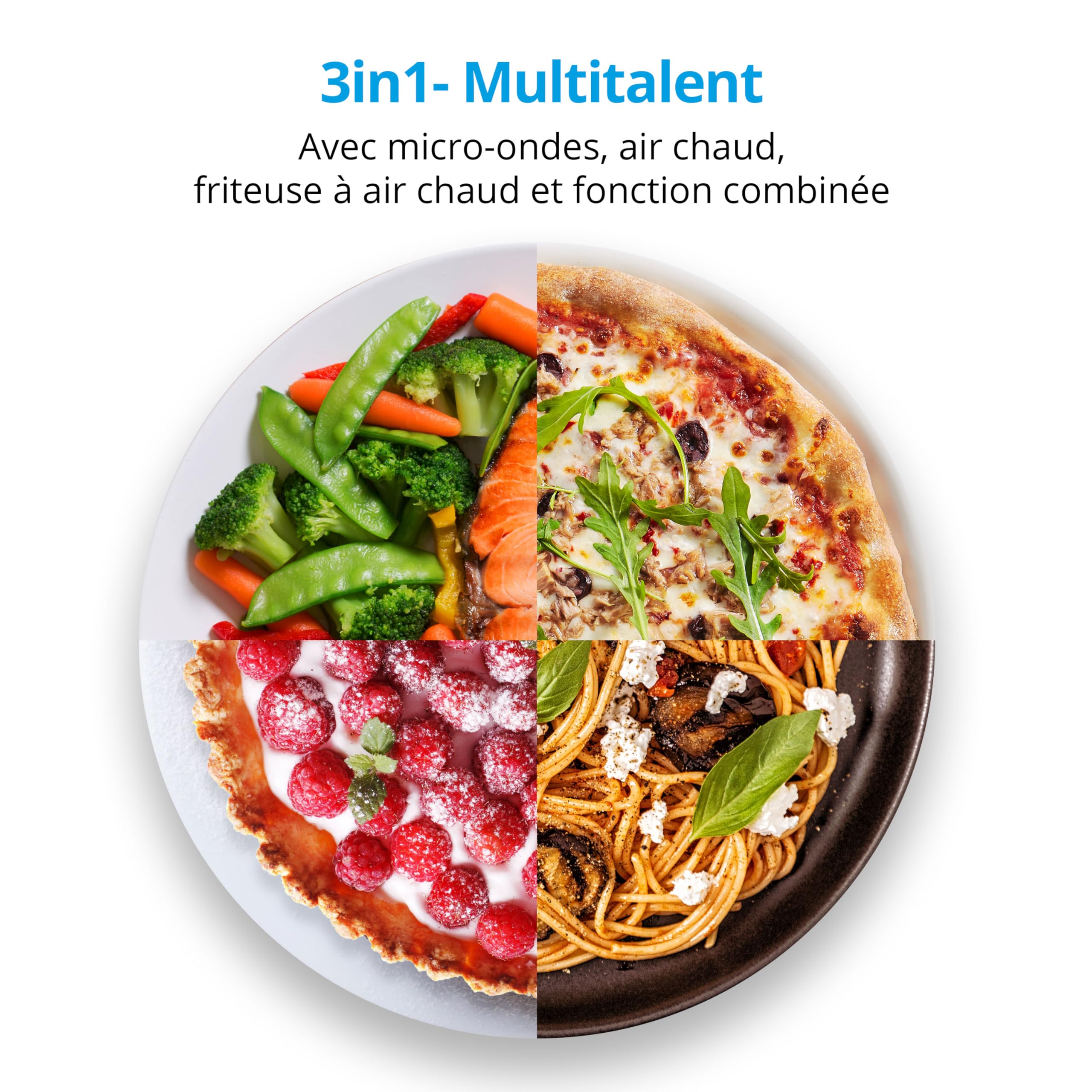 MEDION Micro-onde avec air fryer (Friteuse sans huile à air chaud integrée, 25L, 900W, 1500 W air chaud, 10 programmes automatiques, 10 niveaux de puissance, mode décongeler, MD11499) noir