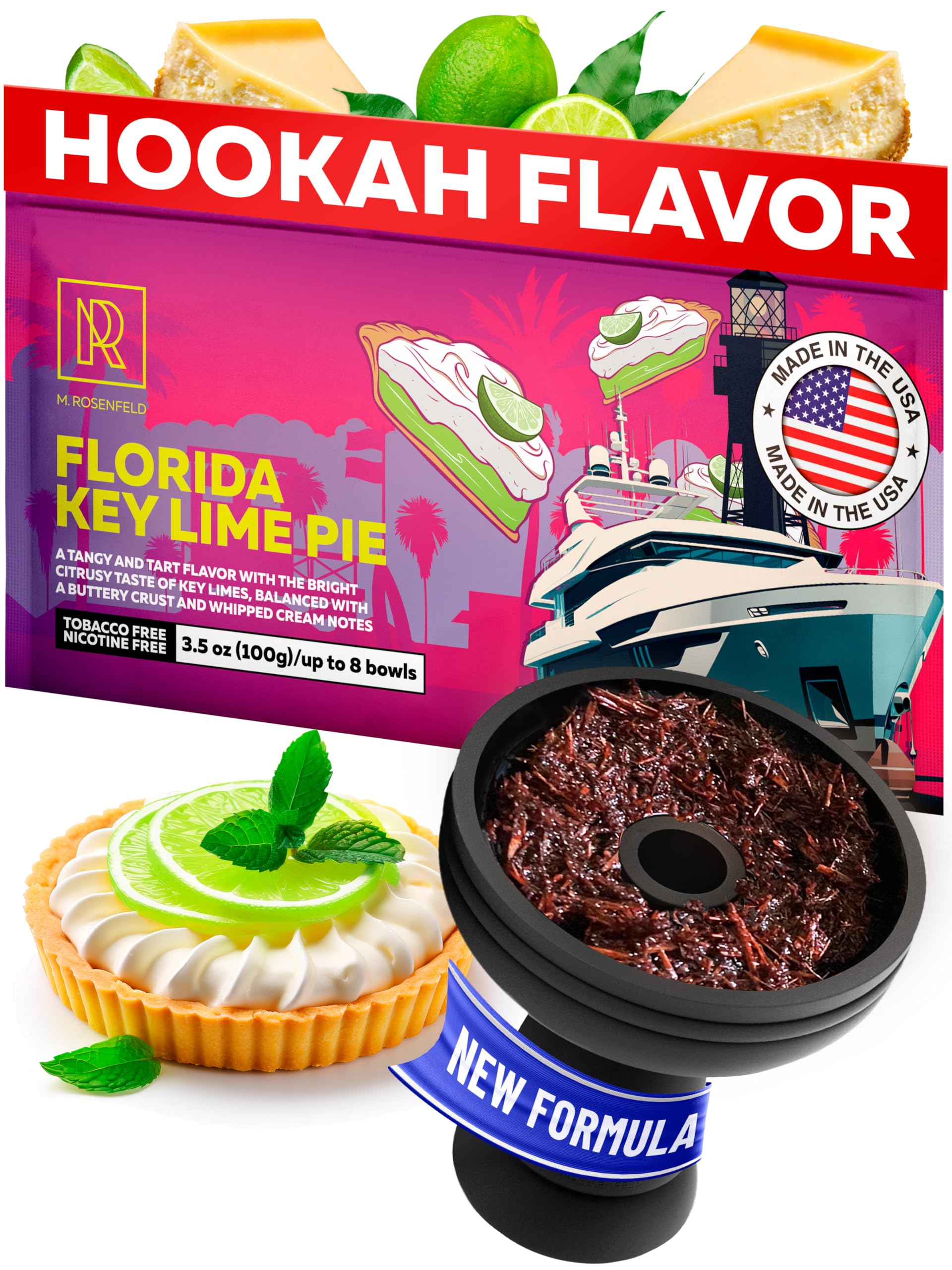 Shisha Hookah Flavors Florida Key Lime Pie Herbal Shisha 3 5 oz - Made in USA Hookah Tobacco