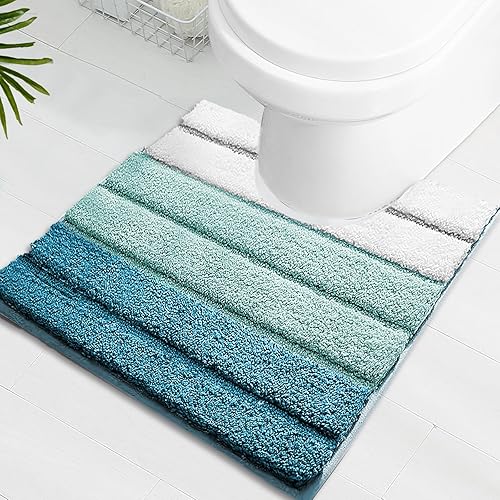 SiliPacks Alfombras de baño de 20 x 20 pulgadas, antideslizantes, de microfibra, con forma de U, lavables a máquina, de secado rápido, para baño,