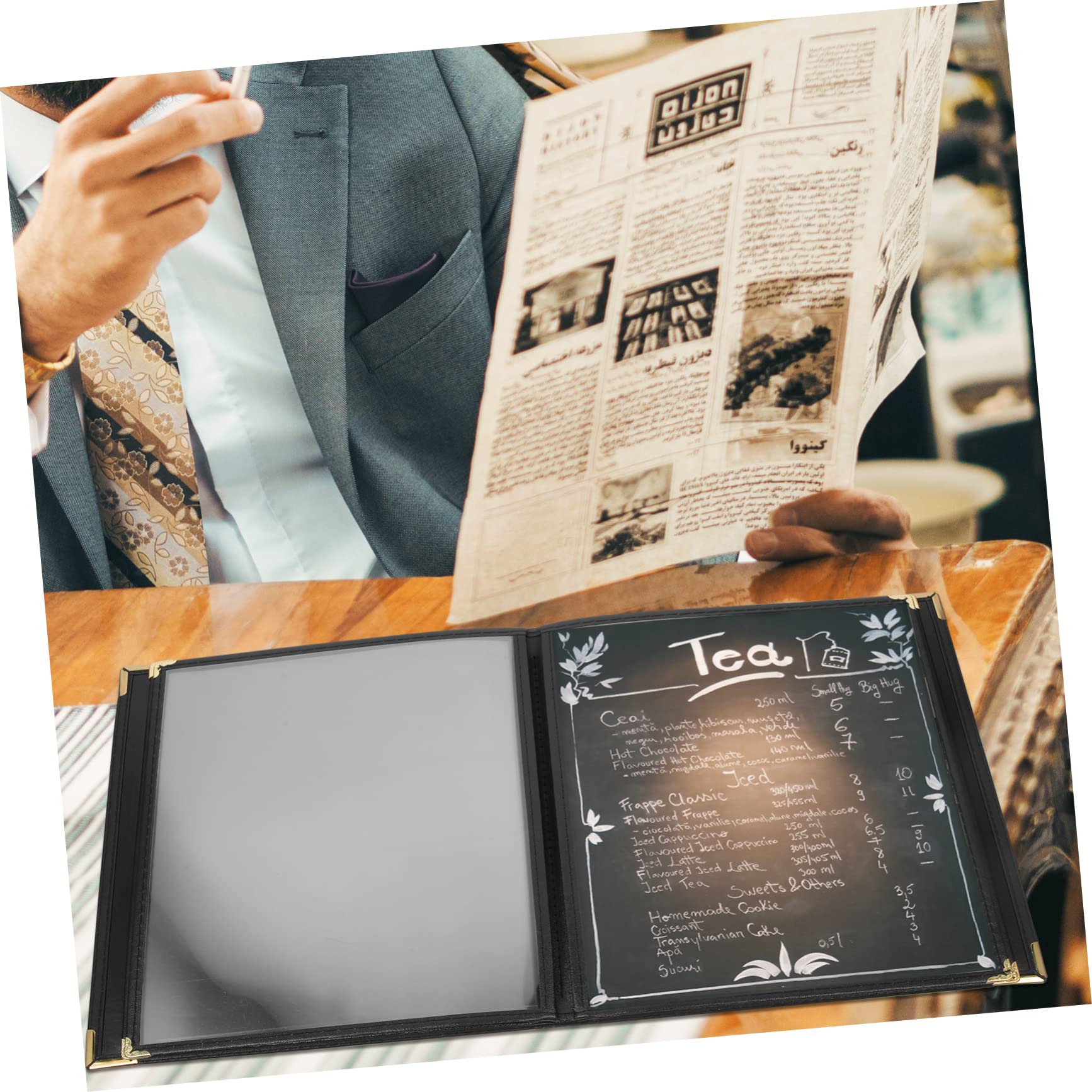 POPETPOP 2 Piezas Funda Transparente para Menú de Restaurante Protectora de PVC con Páginas Interiores Soporte Reutilizable y Fácil Limpieza para Bares y Cafeterías