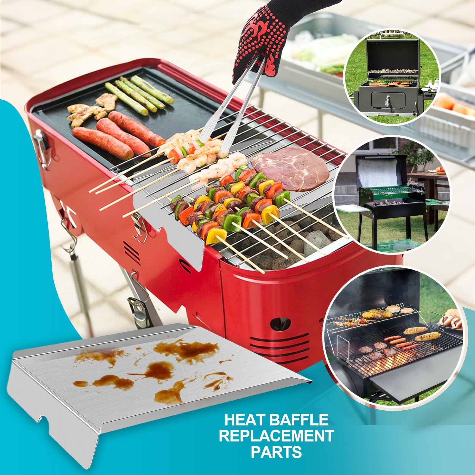 Diffusore di calore per barbecue per barbecue – scudo termico resistente alle intemperie, perfetto per cucinare all'aperto, campeggio, viaggi in camper e grigliate domestiche