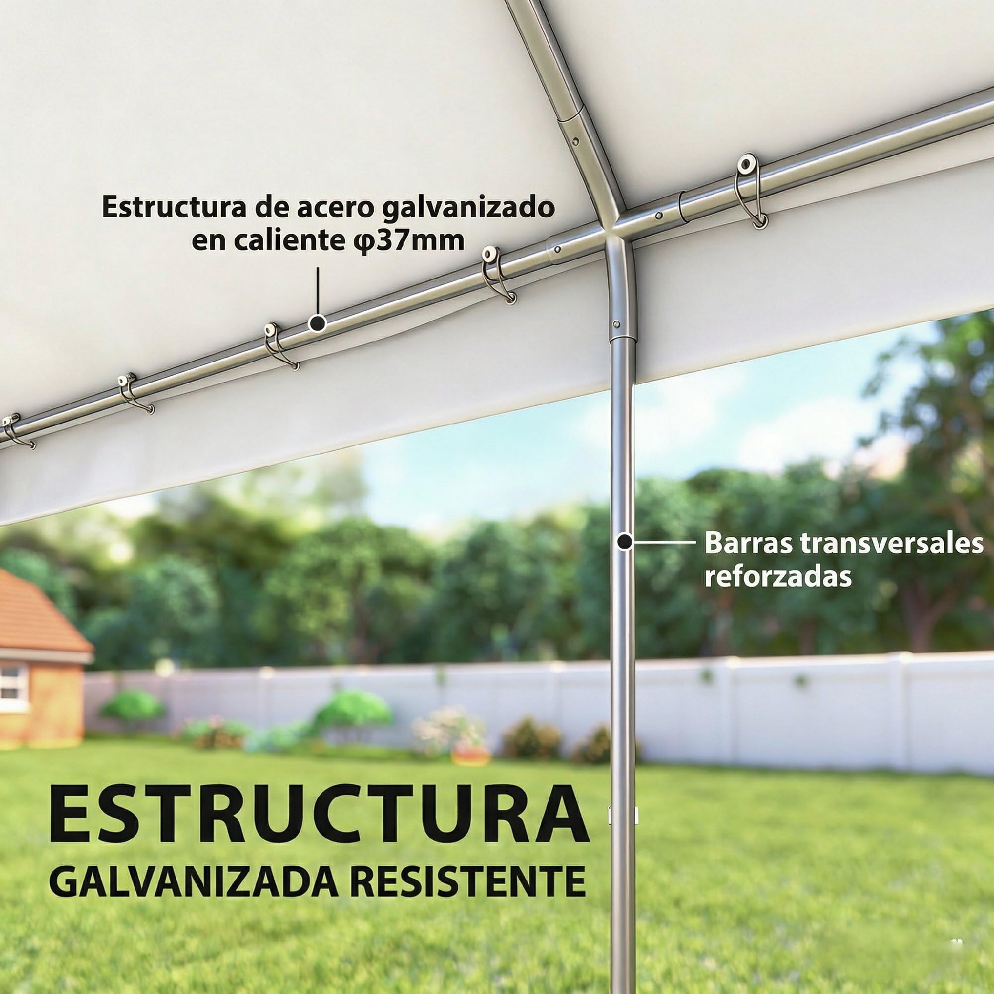 Outsunny Carpa para Fiesta 4x6 m Estructura Acero Galvanizado Gris y Blanco