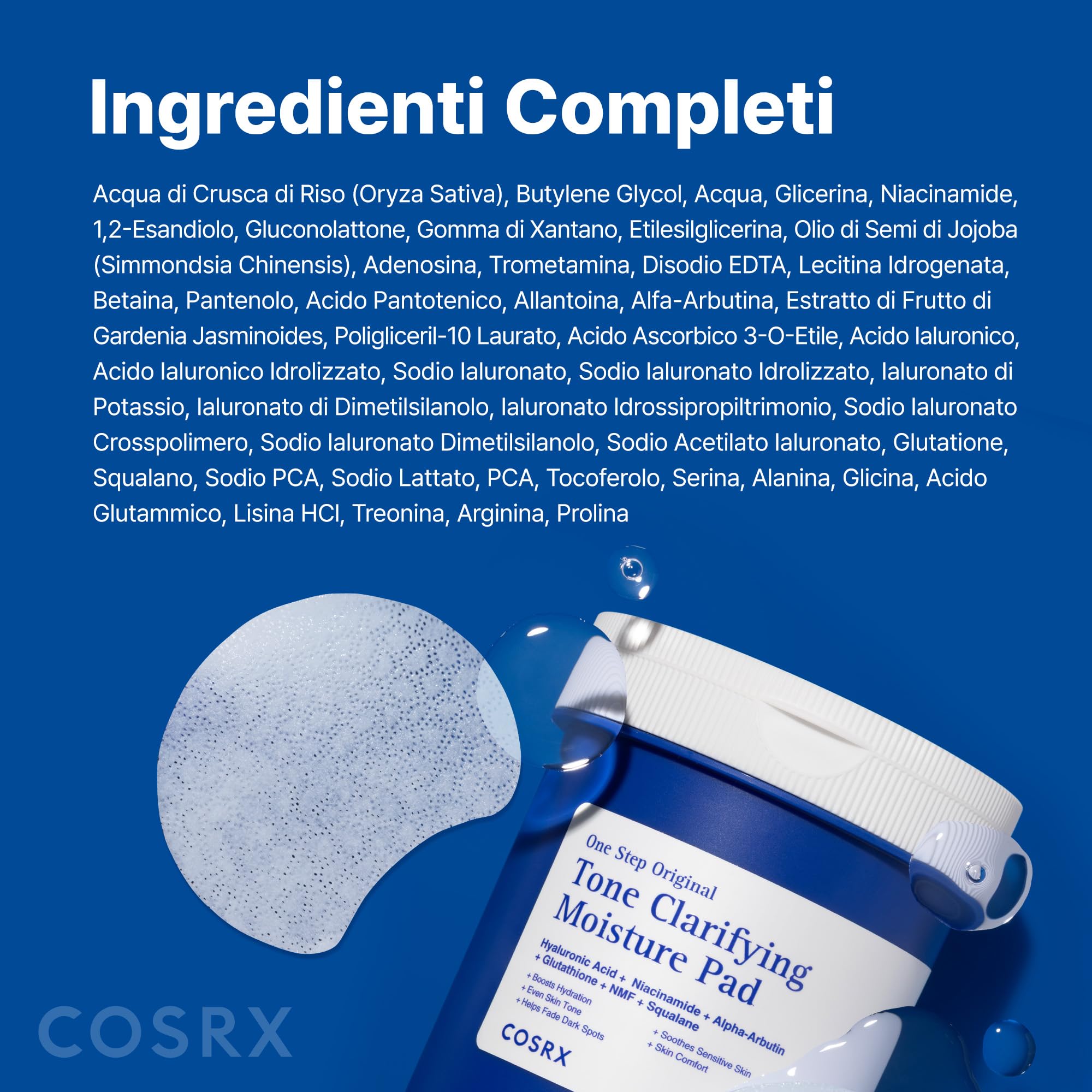 COSRX OneStep Original Tone Clarifying Moisture Pad, 100 Pads, Daily Toning Pad for Skin Texture & Idration & Evening Skin Tone with Arbutin, Glutathione & 12 Acidi ialuronici, Korean Skin Care
