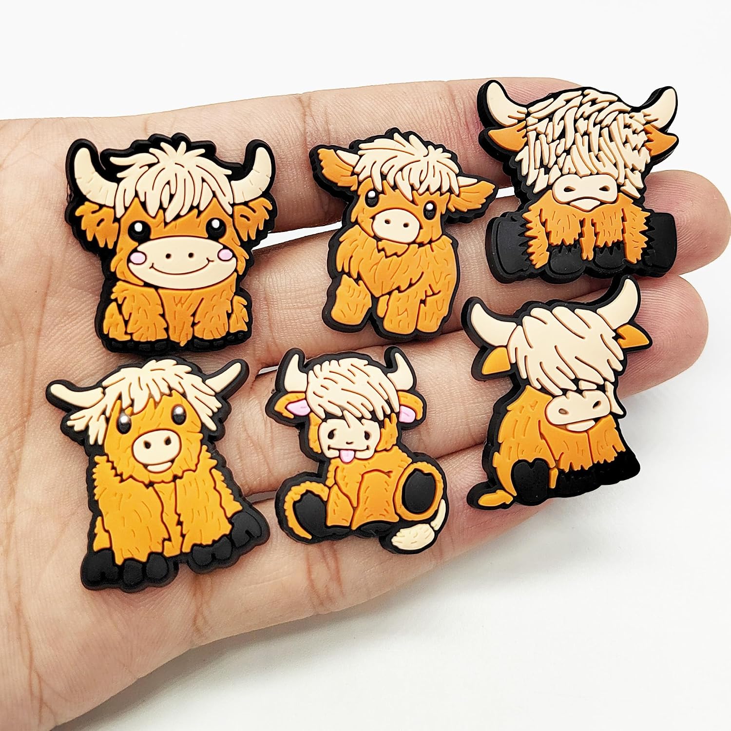 Highland Cow Shoe Decoration - 9 Pcs Pack Cute and Fun Cow Croc Charms for Party Favors and Gifts