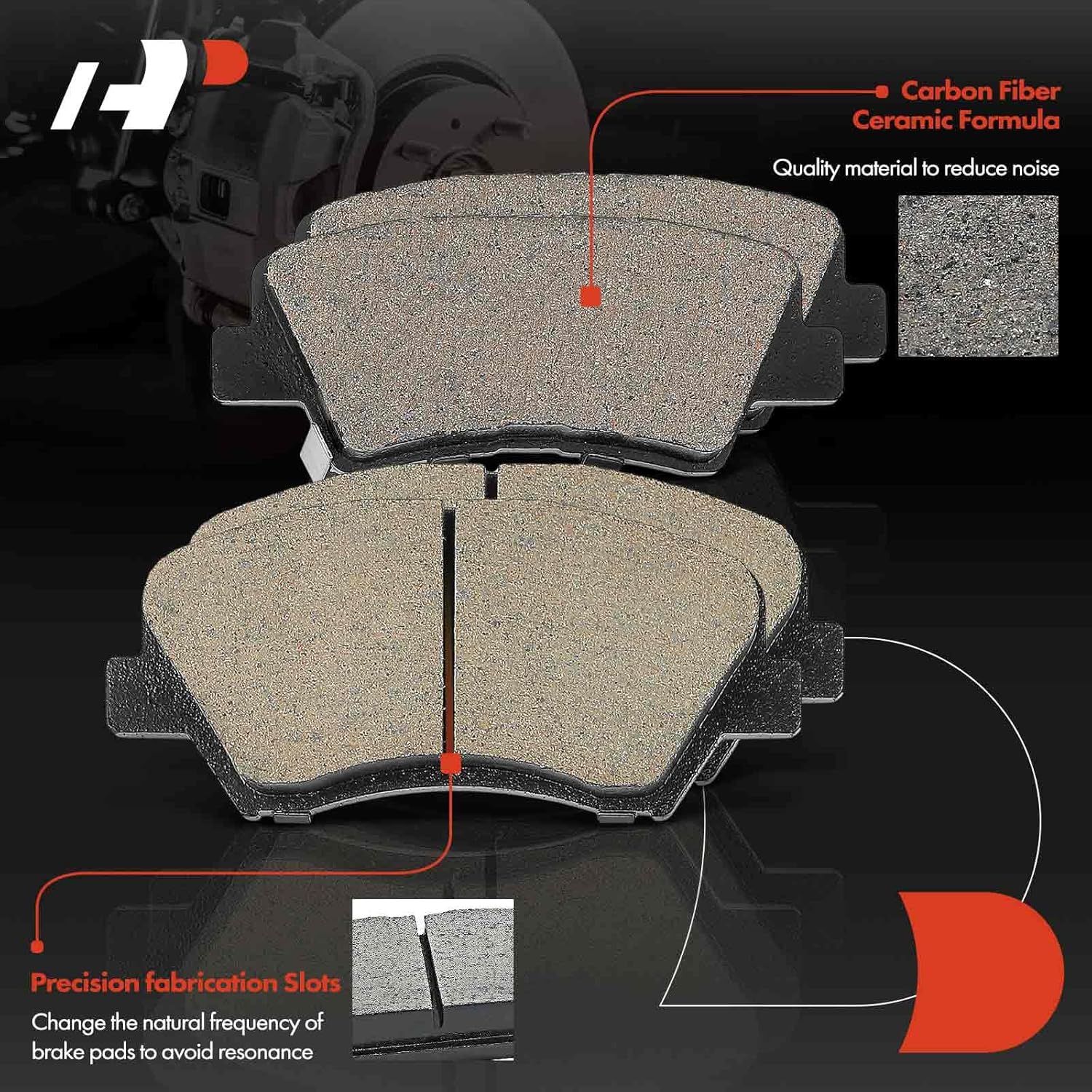 A-Premium Front and Rear Ceramic Brake Pads Set Compatible with Hyundai and Kia Models- Elantra Coupe GT 2011-2016, For Veloster 2012-2016, Forte/Forte Koup/Forte5 2014-2016, with Hardware